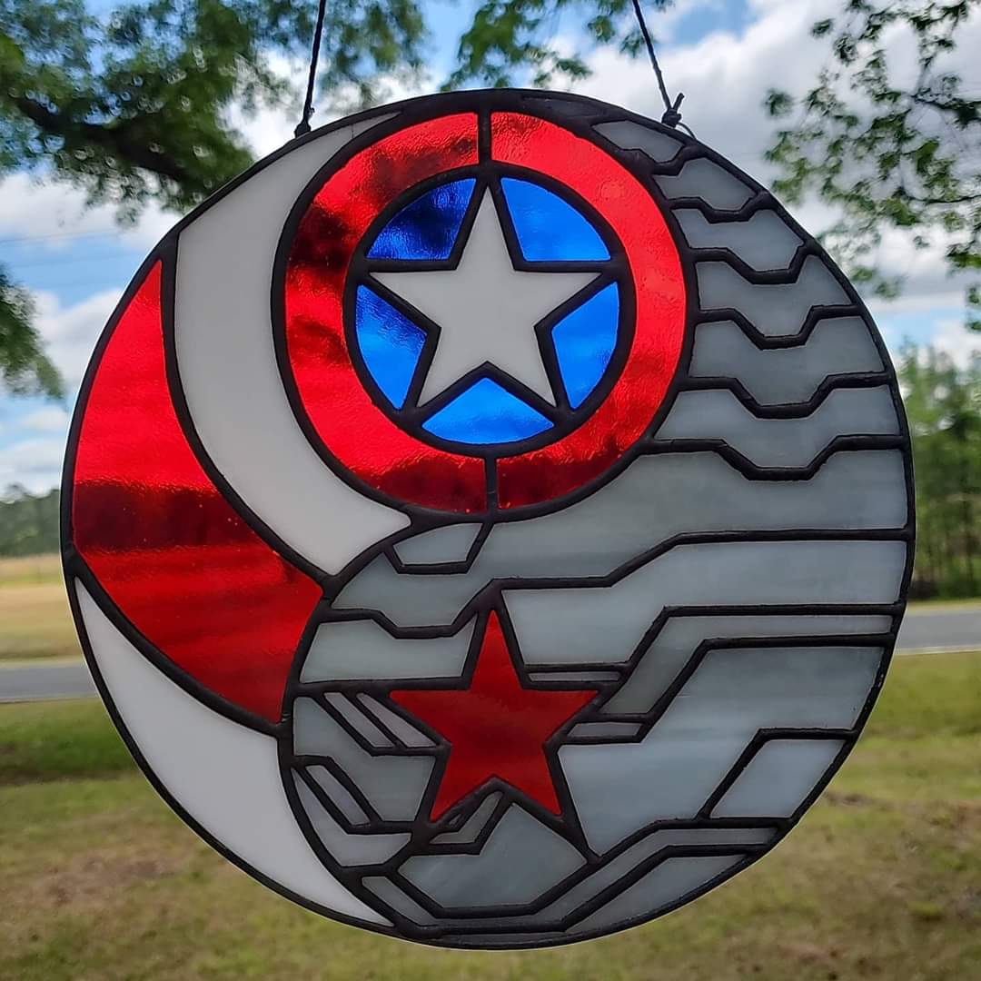 [OC] Stained Glass Capt. America/Winter Soldier Ying Yang | Scrolller