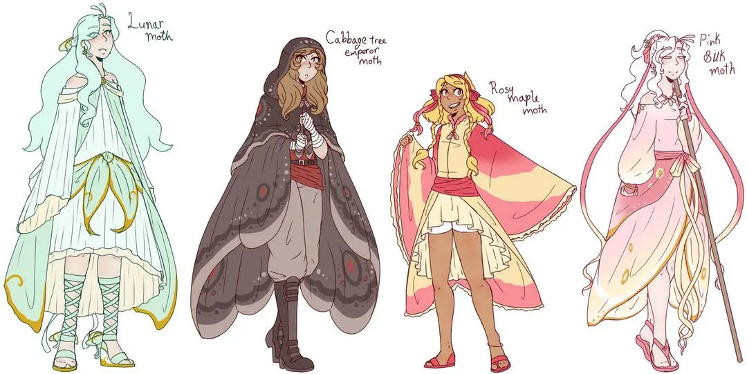[OC] Concepts of characters based off different types of moths | Scrolller