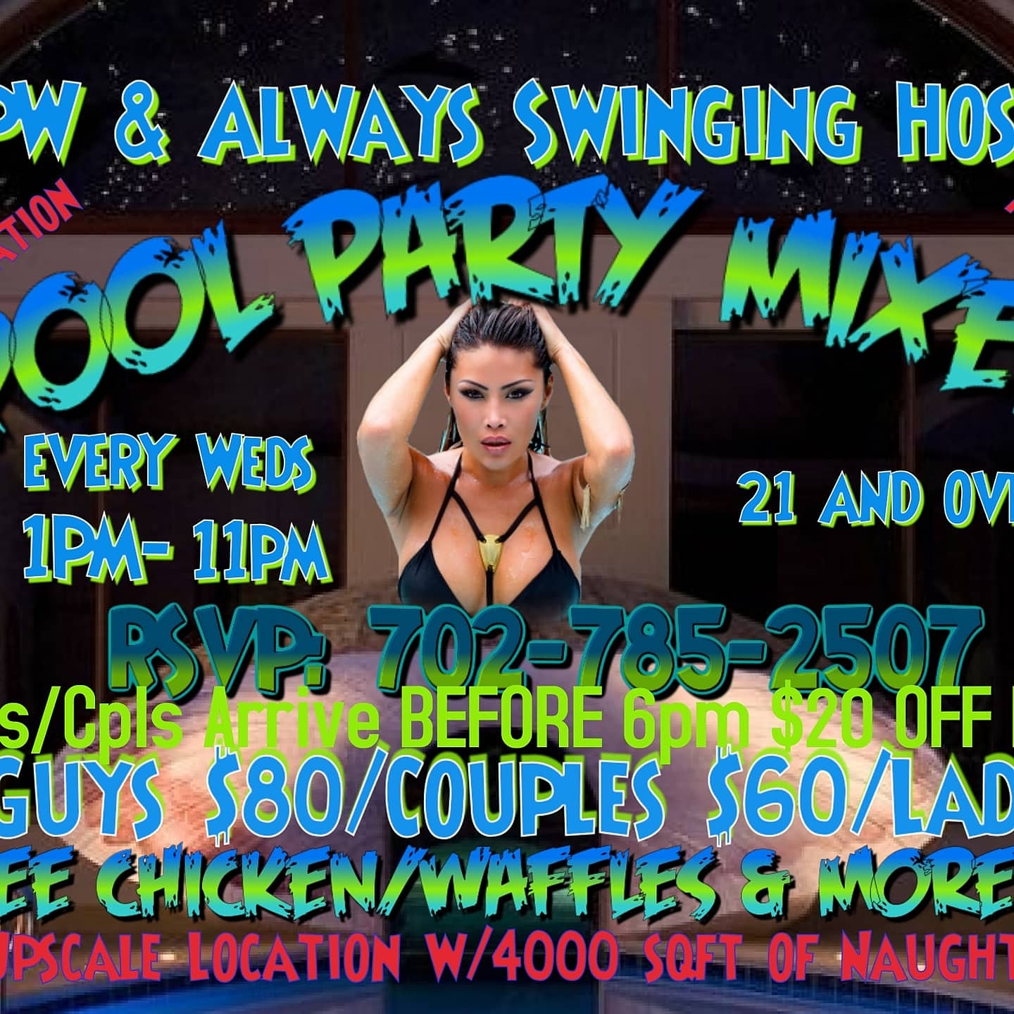 Open Invite Chicken Waffles Bottomless Booze Massage Therapist Heated Pool Spa Playtime Slutss