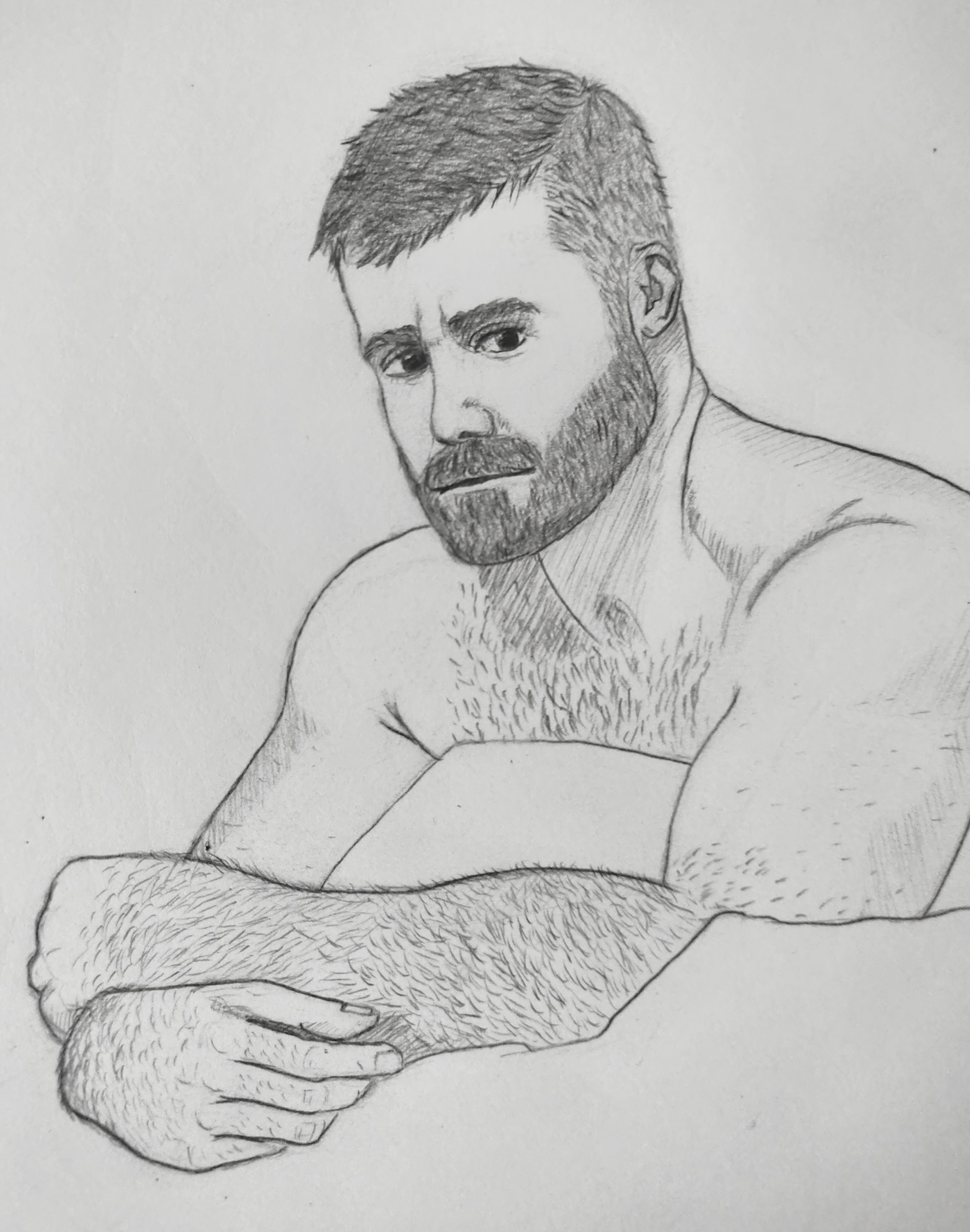 Pencil drawing of a beautiful hunk (by me). Would love some feedback ...