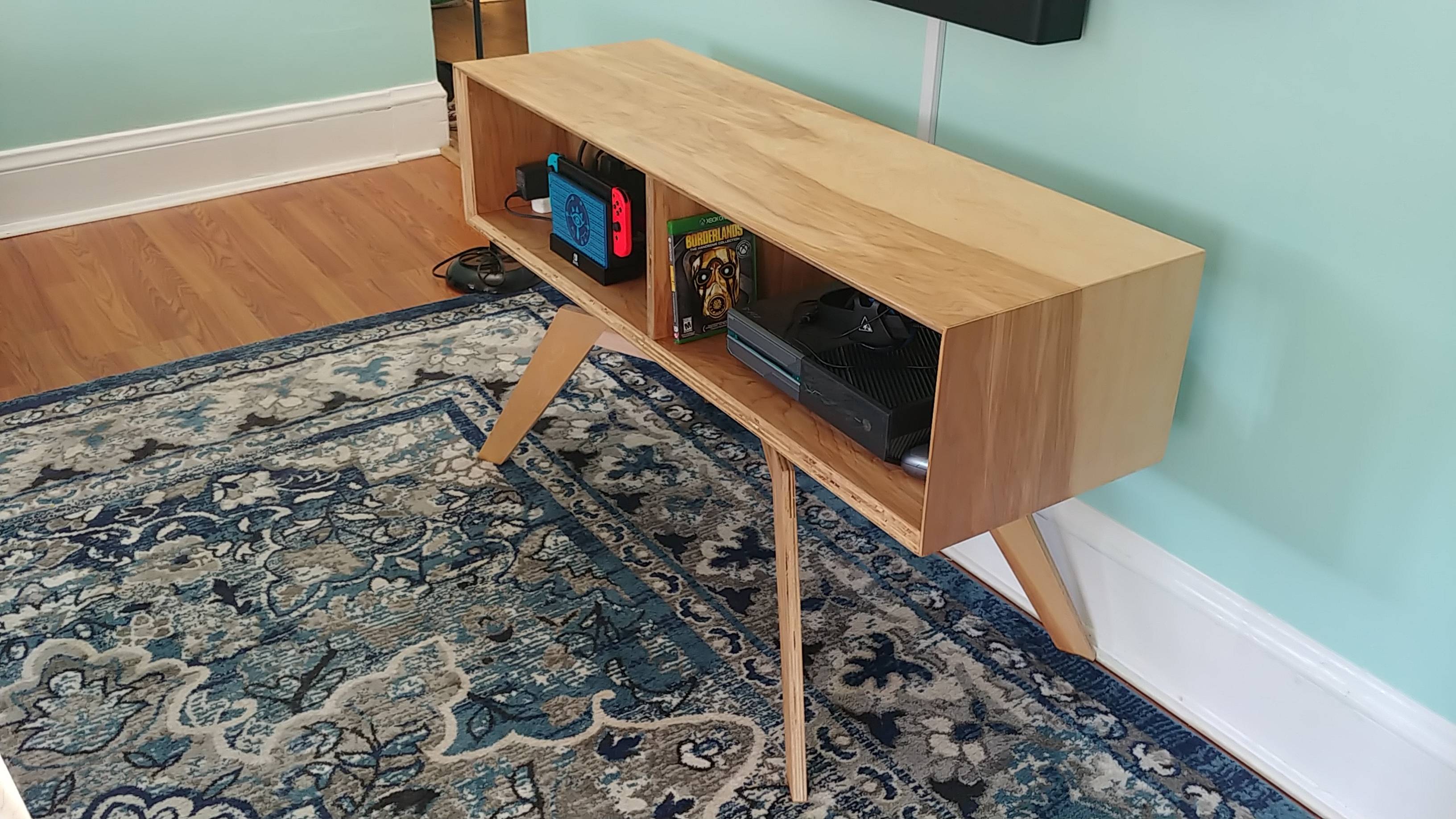 Plywood MCM style TV Console Scrolller