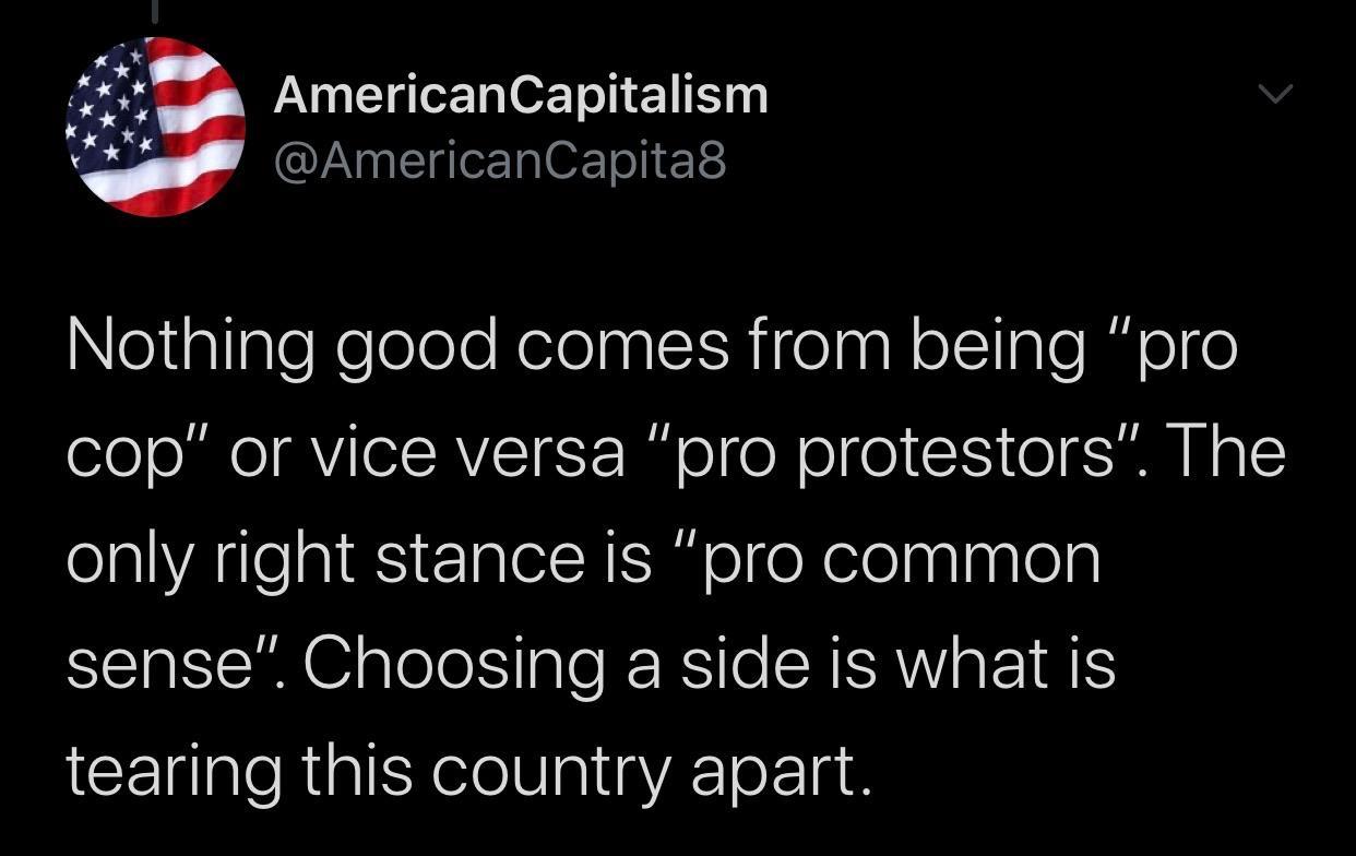 Pro Cop Pro cop and pro protestor are both wrong. Everybody just needs to be ...