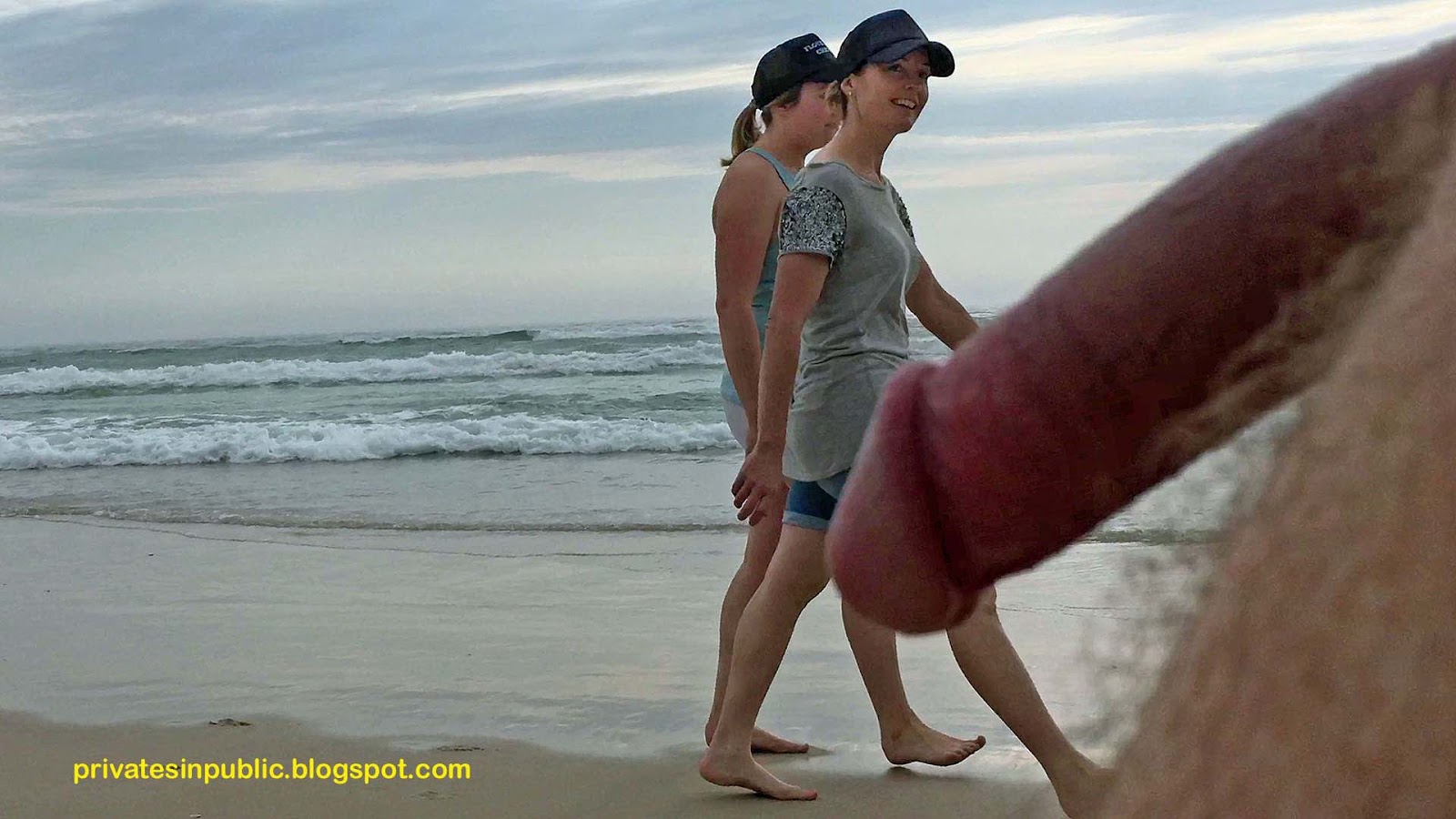 Public erection CFNM - cute girl on s troll with her friend gives a pleased...