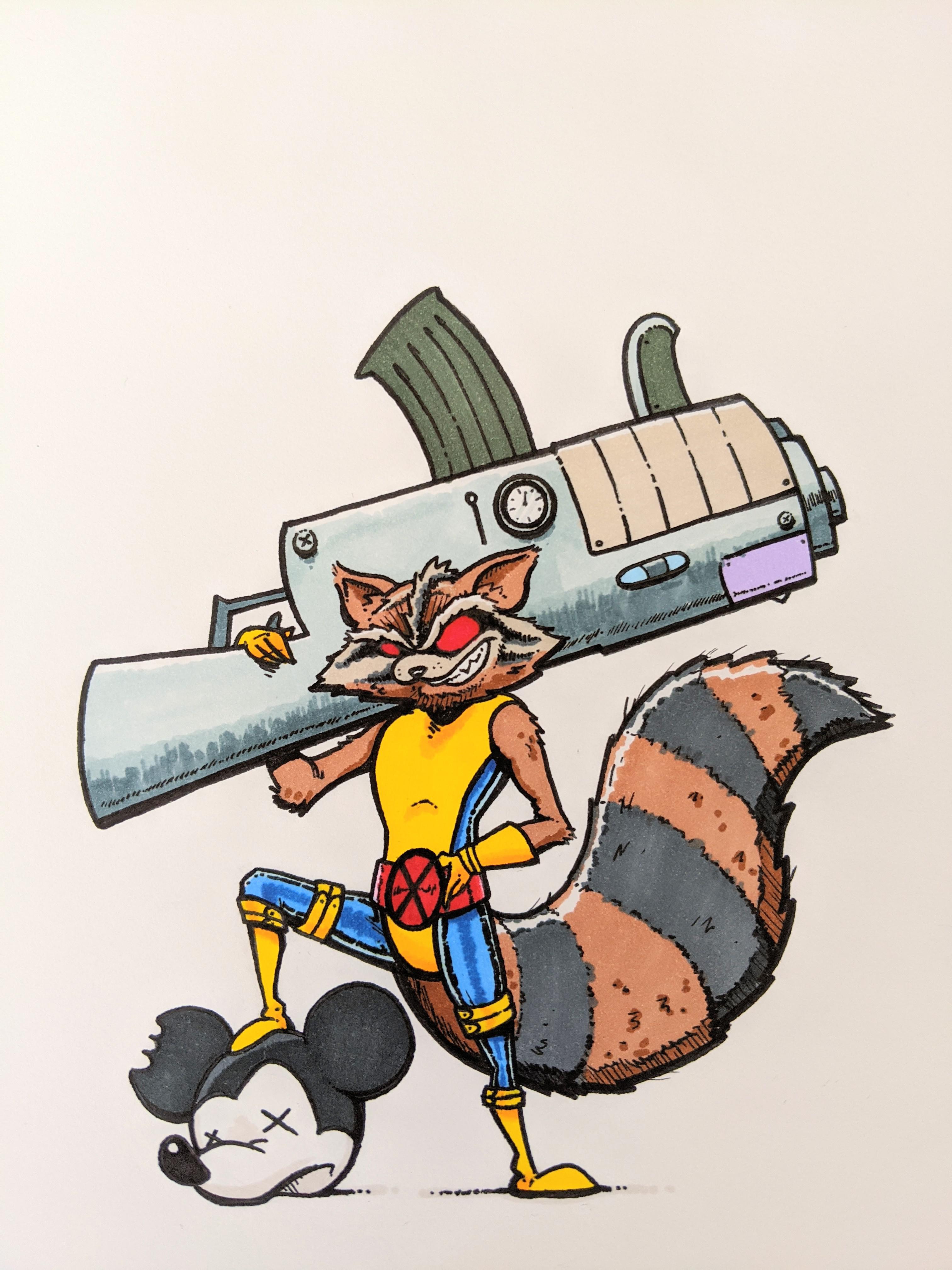Raccoon vs Mouse. Pencil & ink. [OC] | Scrolller