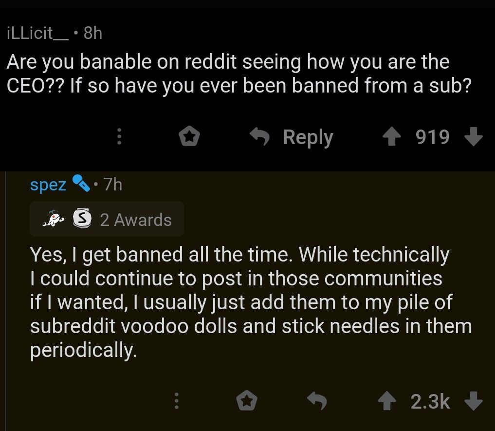 Reddit CEO admits to messing with subreddits that ban him. God knows ...