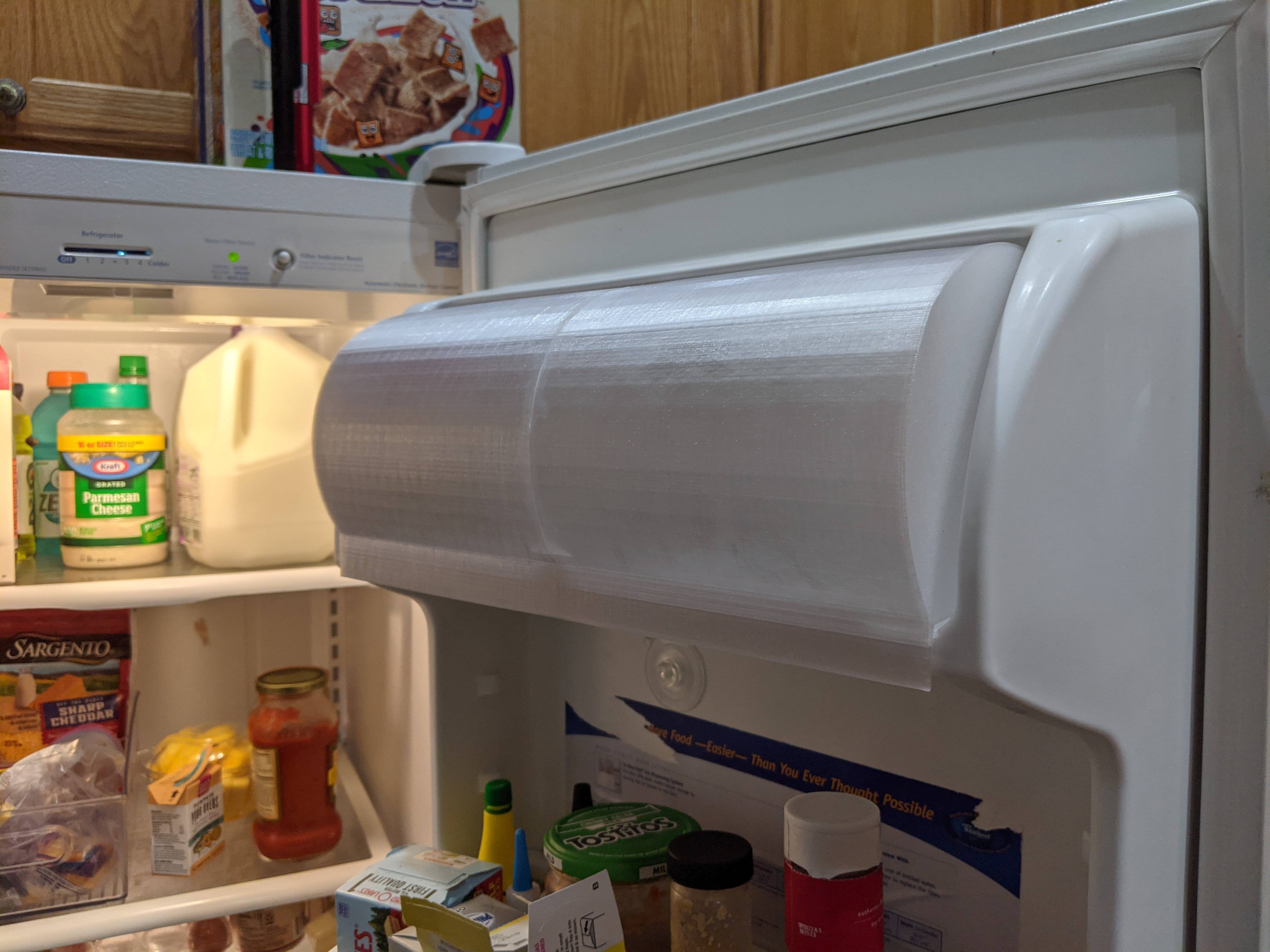 Refrigerator butter shelf door broke. Modeled and printed a new one