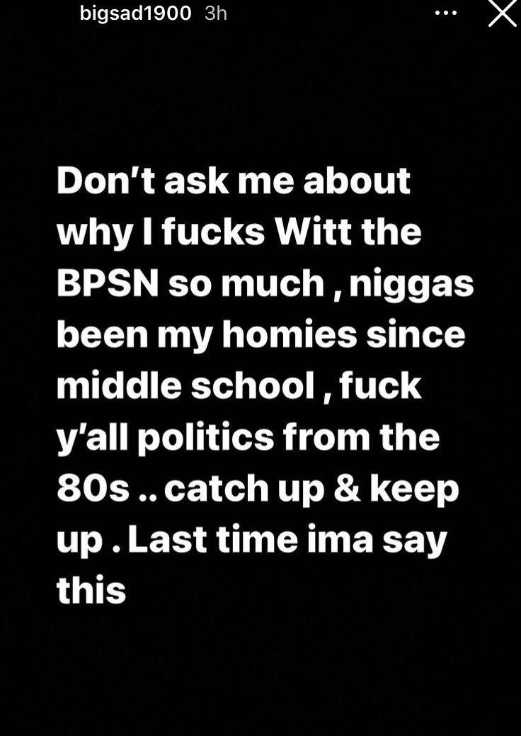 Reputable PBG Crip Bigsad1900 responds to gossip about hanging out in