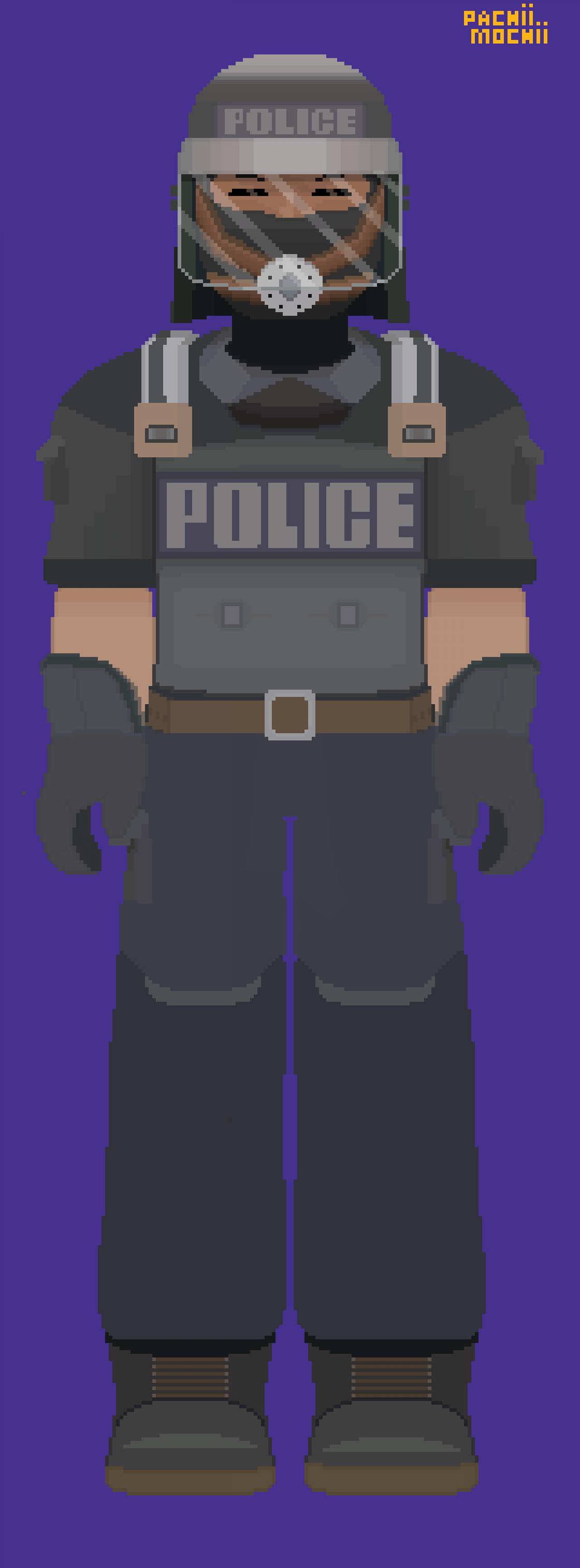 Riot Officer Pixel art, by me! Full-body Version! (Commissioned piece ...