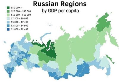 Russian regions by GDP per capita | Scrolller