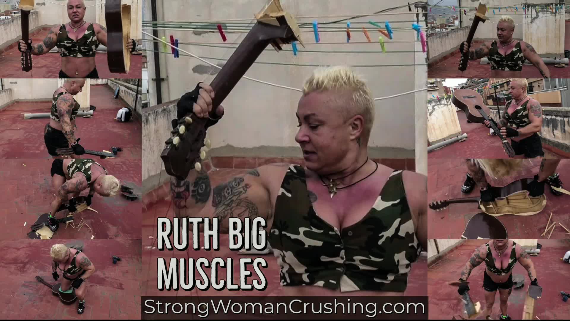Ruth Big Muscles Smashes A Wooden Guitar Scrolller ruth-big-muscles-smashes-a-wooden-guitar-scrolller