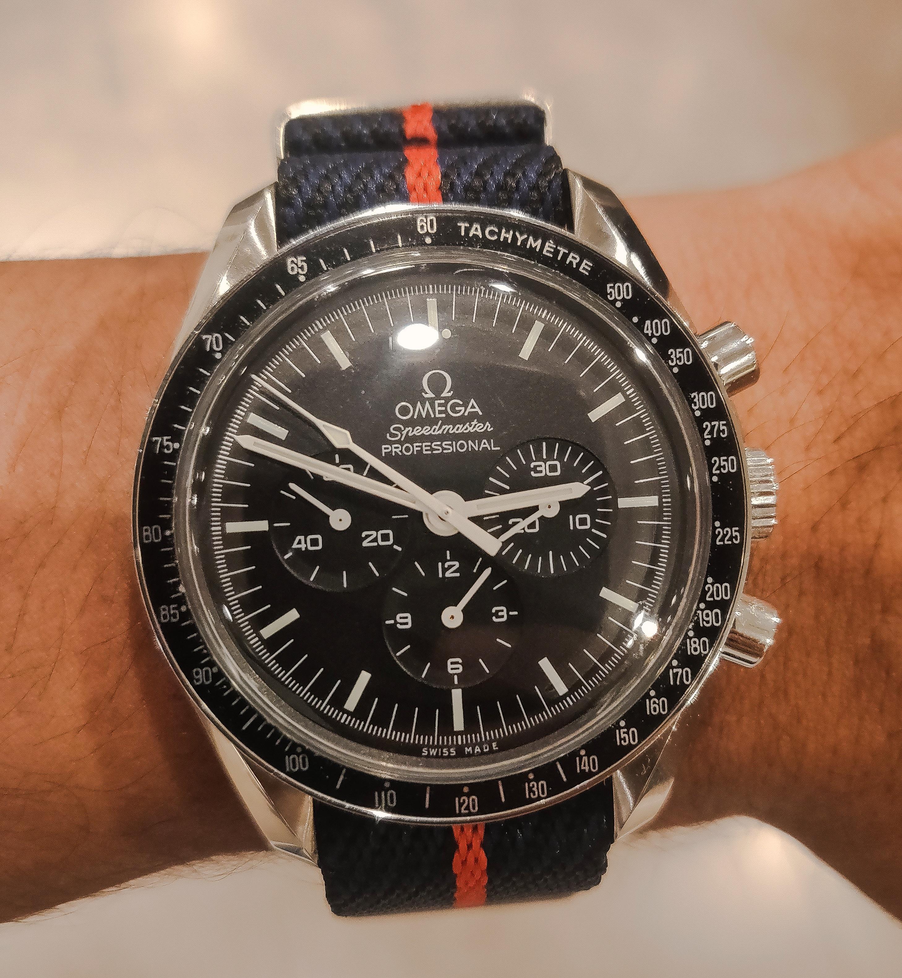 Scored my first Speedmaster with a custom Nato strap. | Scrolller