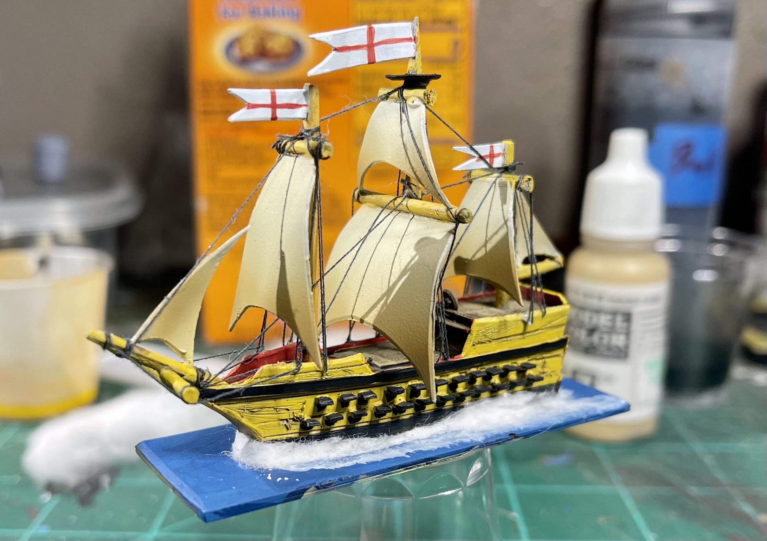 Scratch built ship with rigging and an English color scheme | Scrolller
