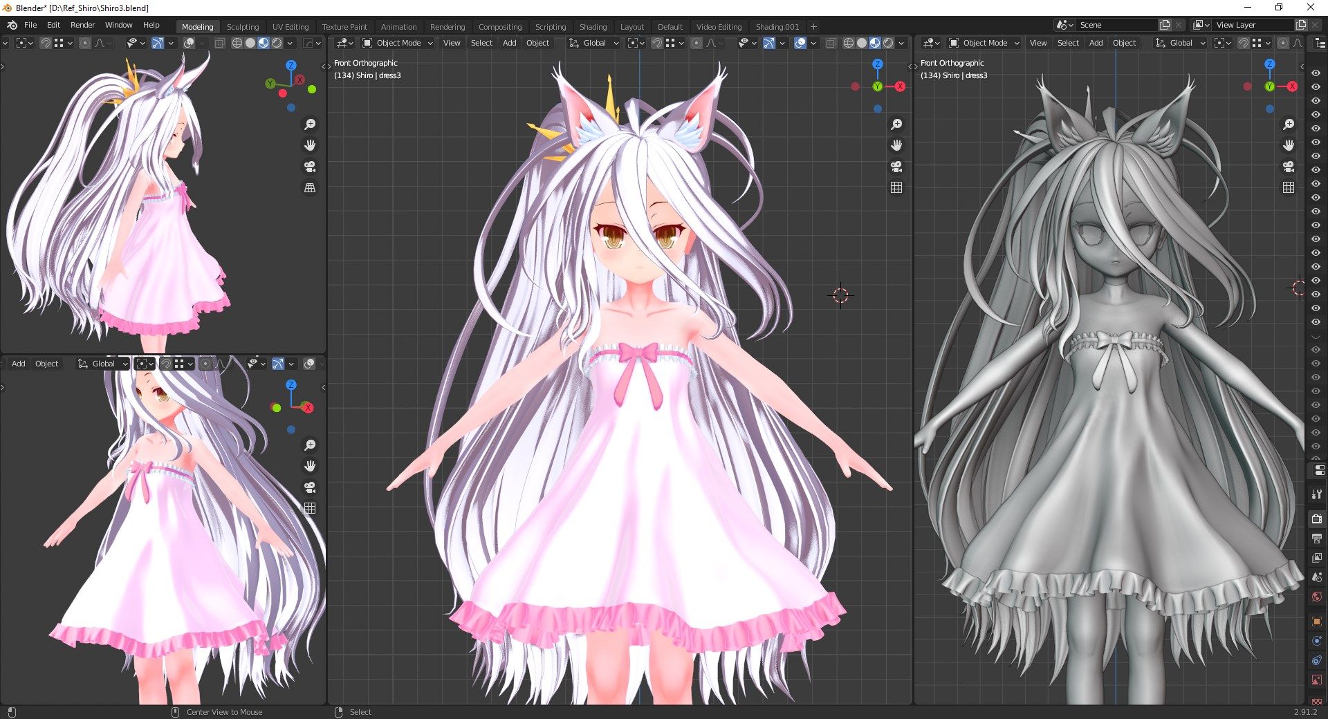 Shiro 3D model [Dress ver.] | Scrolller
