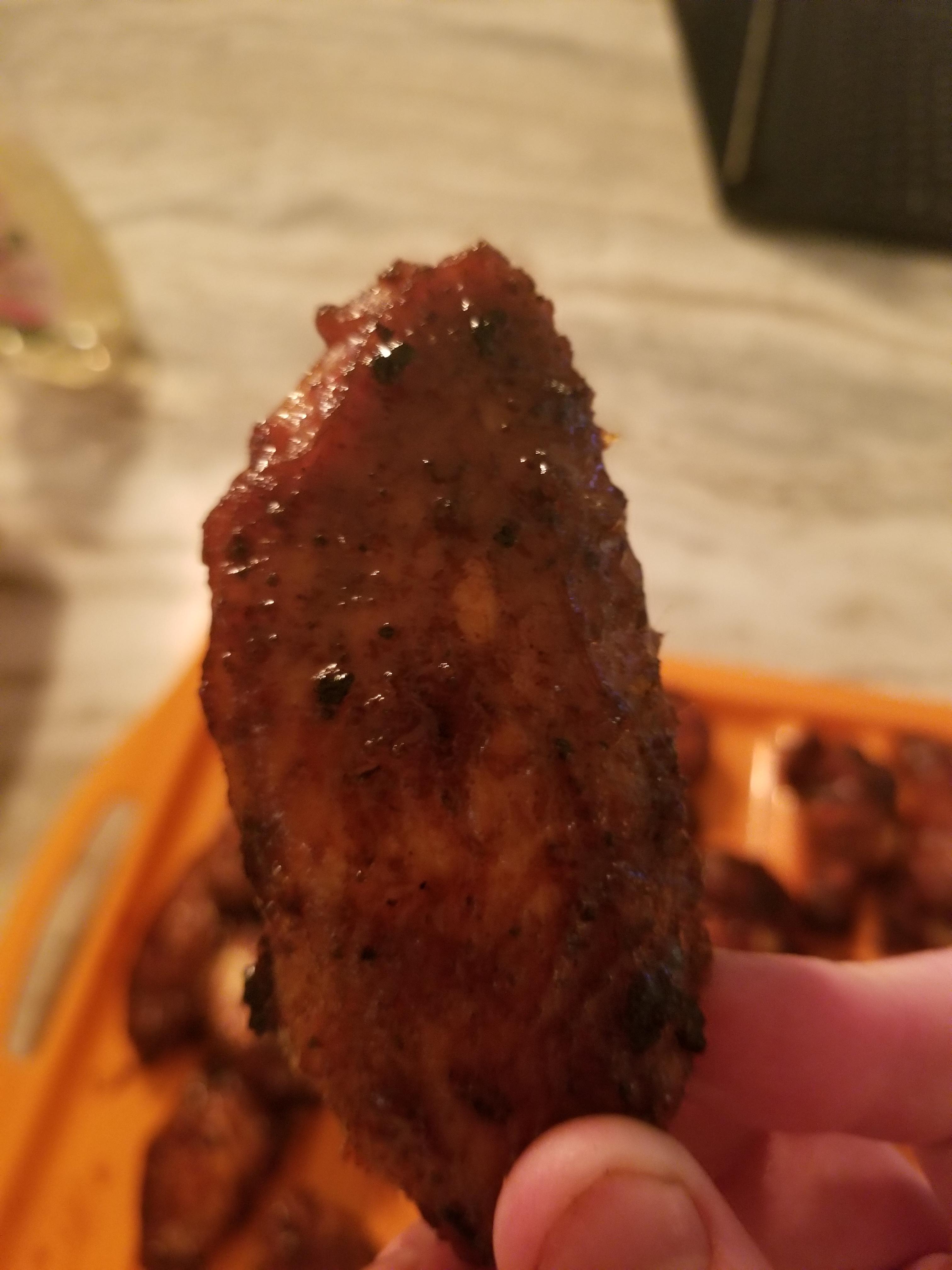 Smoked Chicken Wings. part hickory smoke part pimento wood from Jamiaca