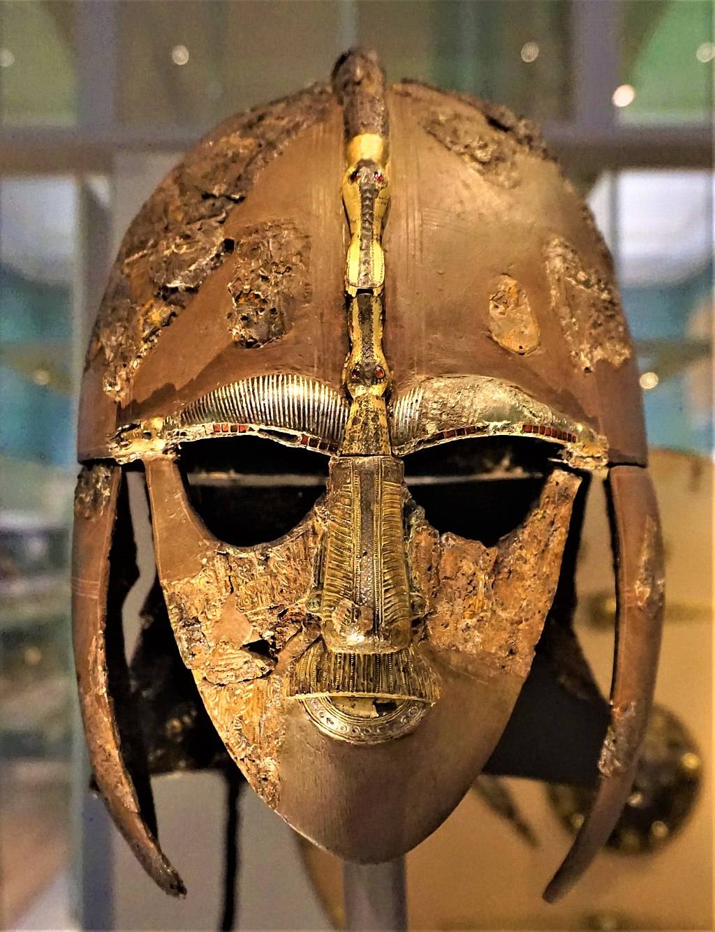 Sutton Hoo helmet, ornately decorated Anglo-Saxon helmet, British ...