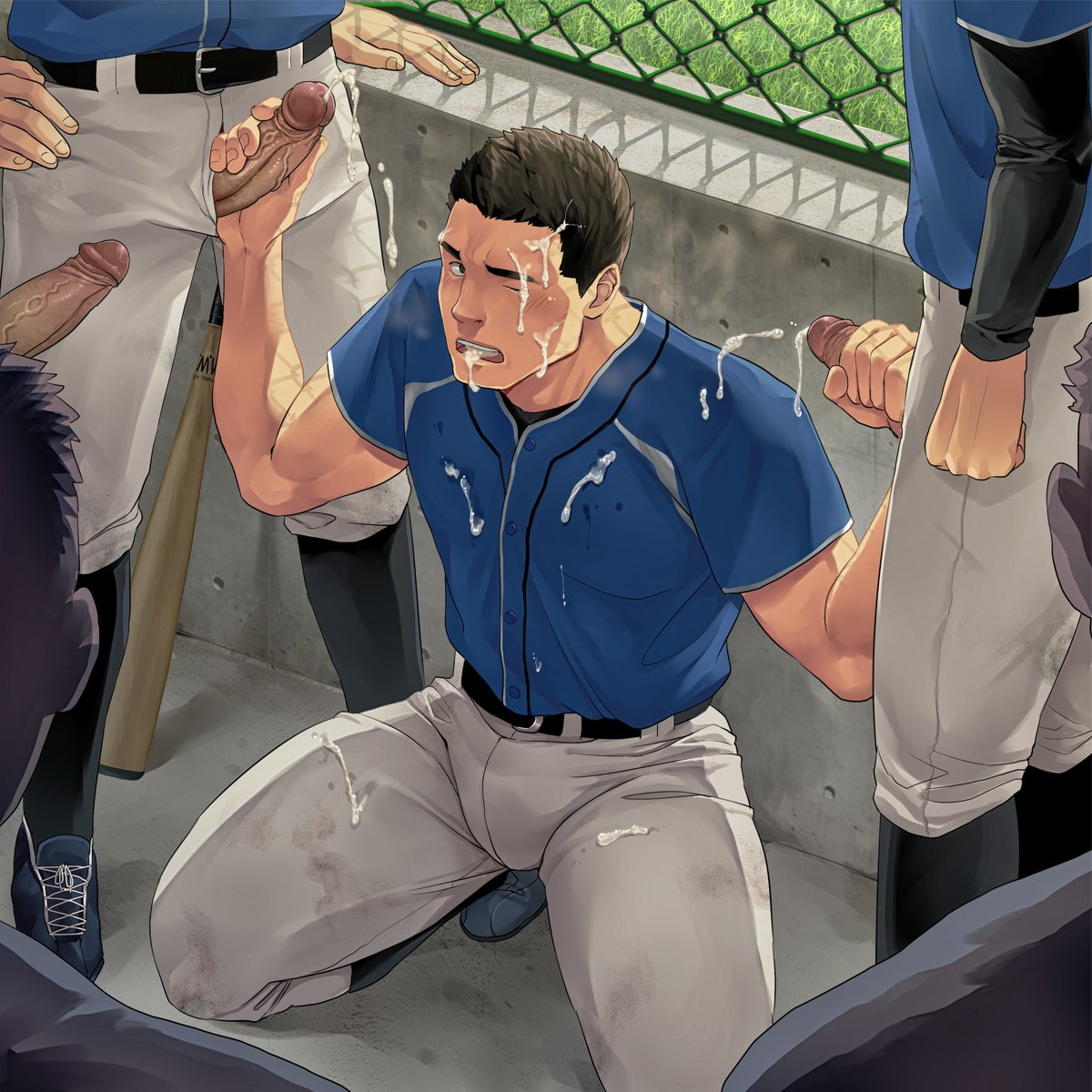 Baseball club manager threesome