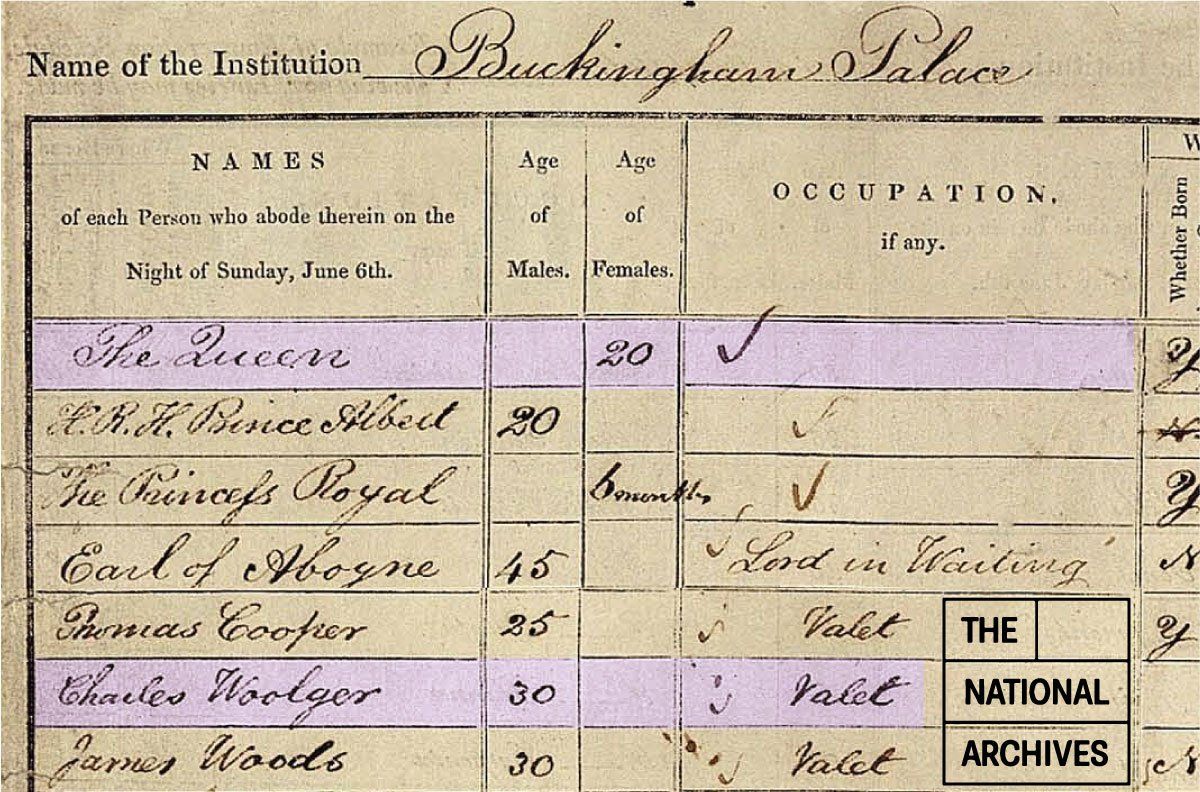 The Census form from 1841, where Her Majesty Queen Victoria (who died ...