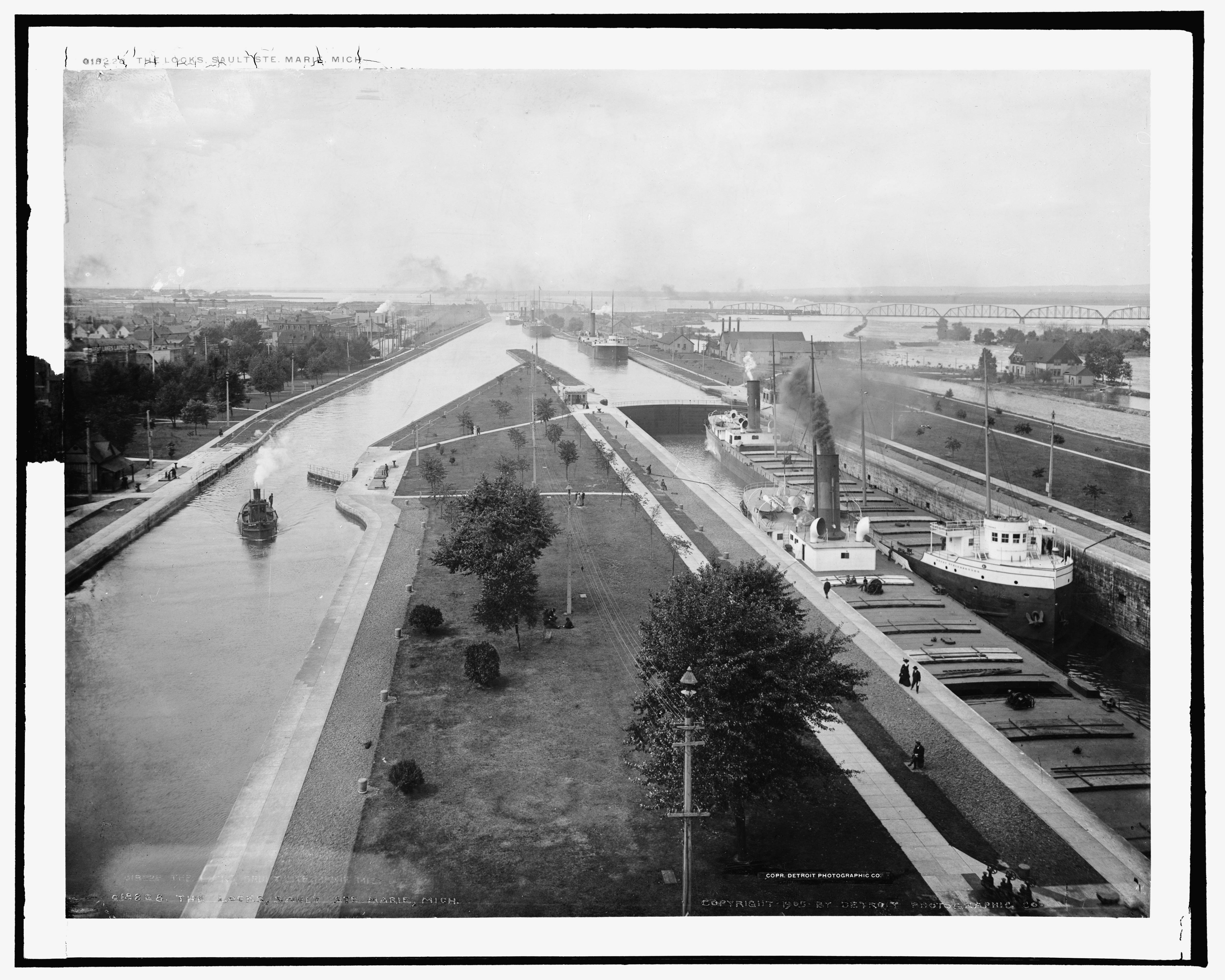 The Locks, Sault Ste. Marie, Michigan, 1905. | Scrolller