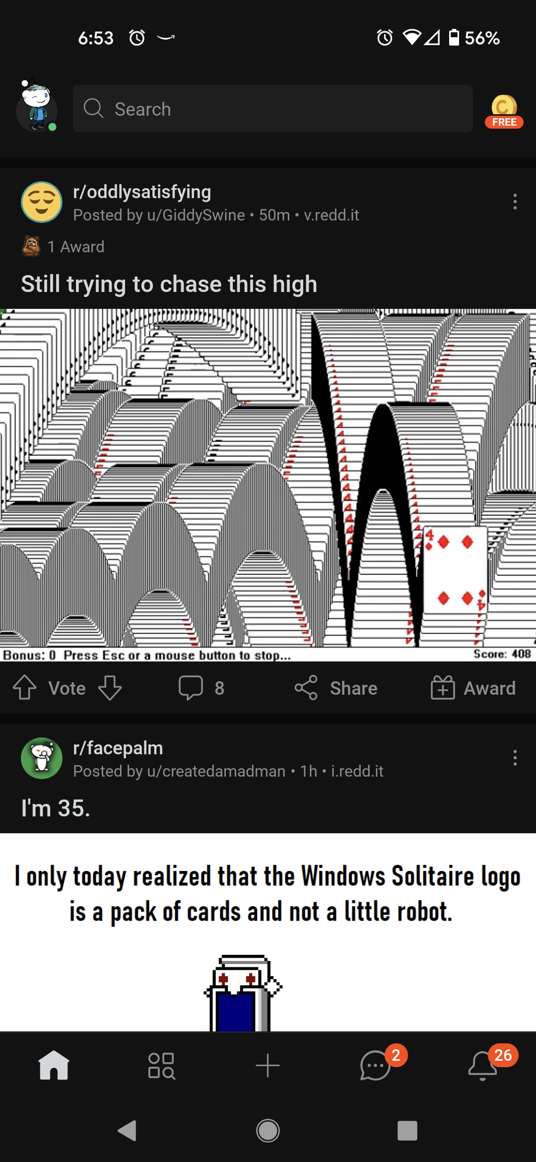The sequence of these reddit cards, one of which was already oddly