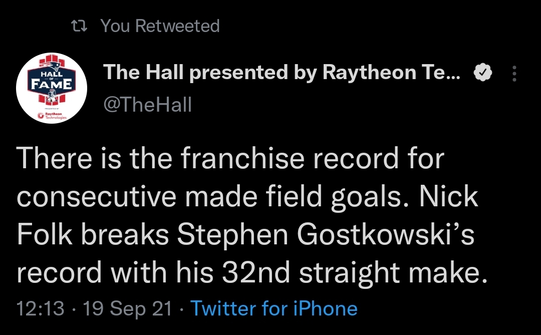 There is the franchise record for consecutive made field goals. Nick