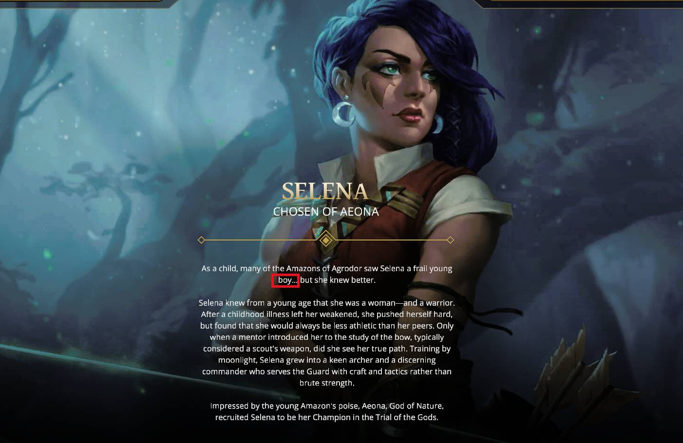 There's a typo in loading screen. Should say girl as Amazons are ...