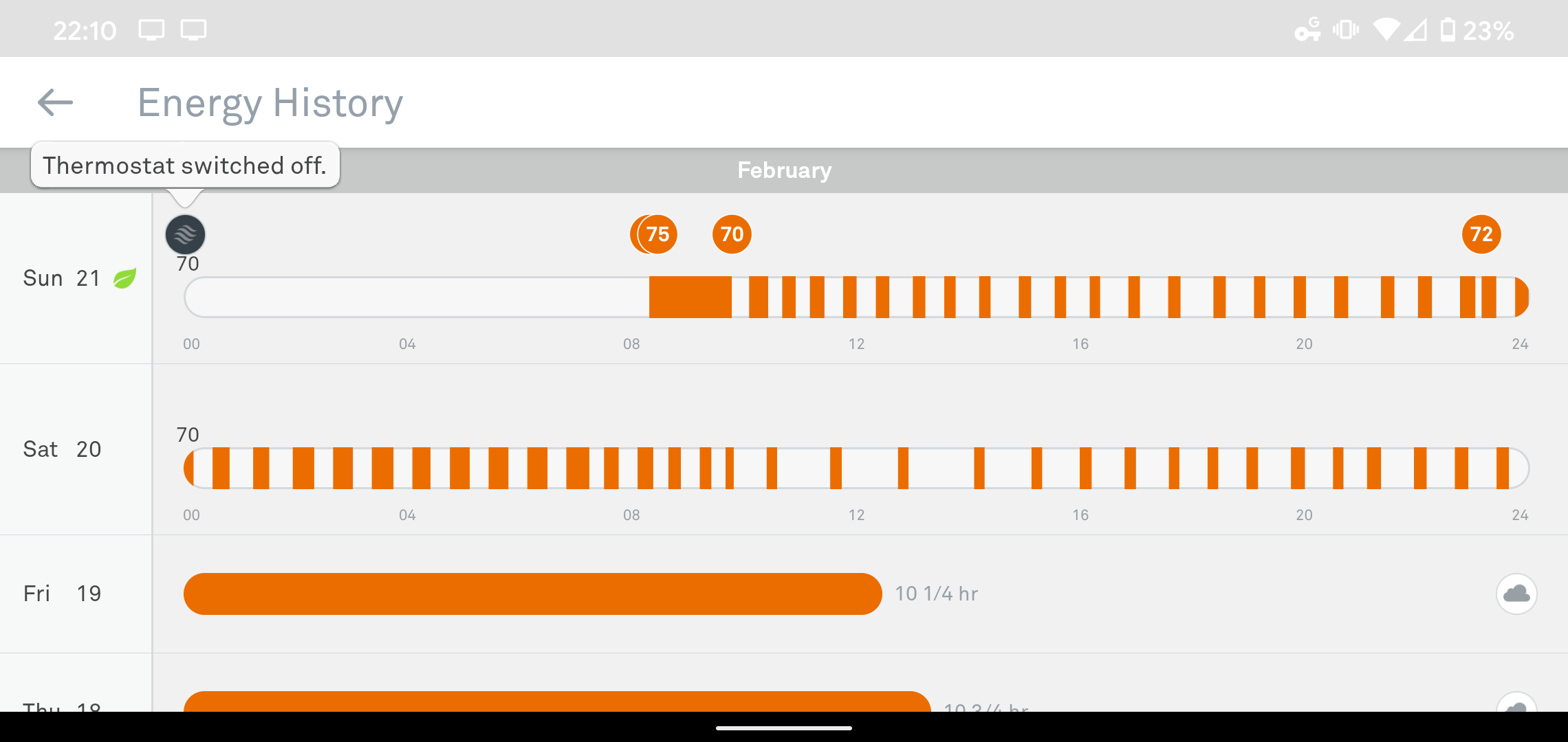 Thermostat decided to turn off heat exactly at midnight. Any idea what