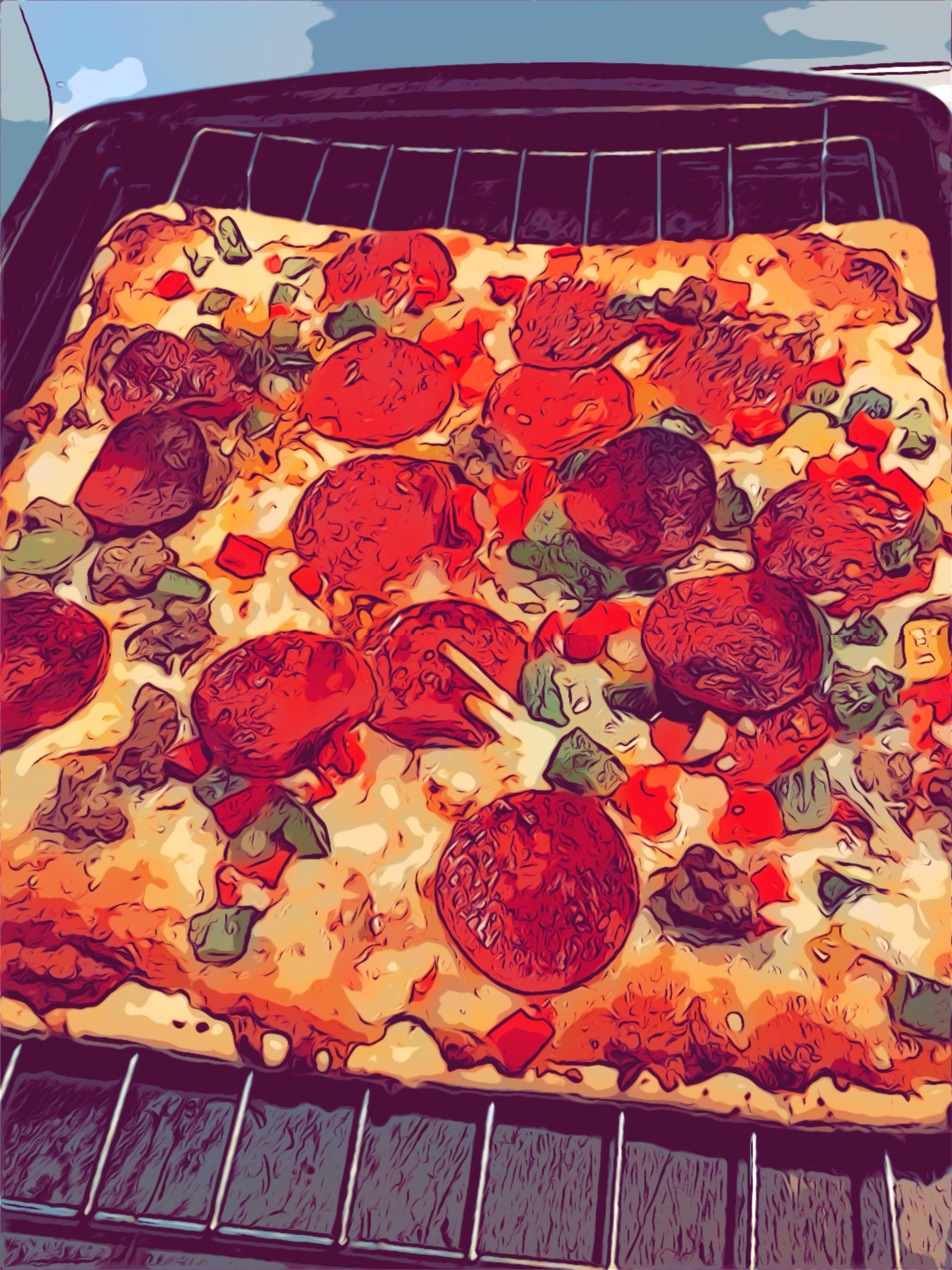This pizza with a comic filter scrolller