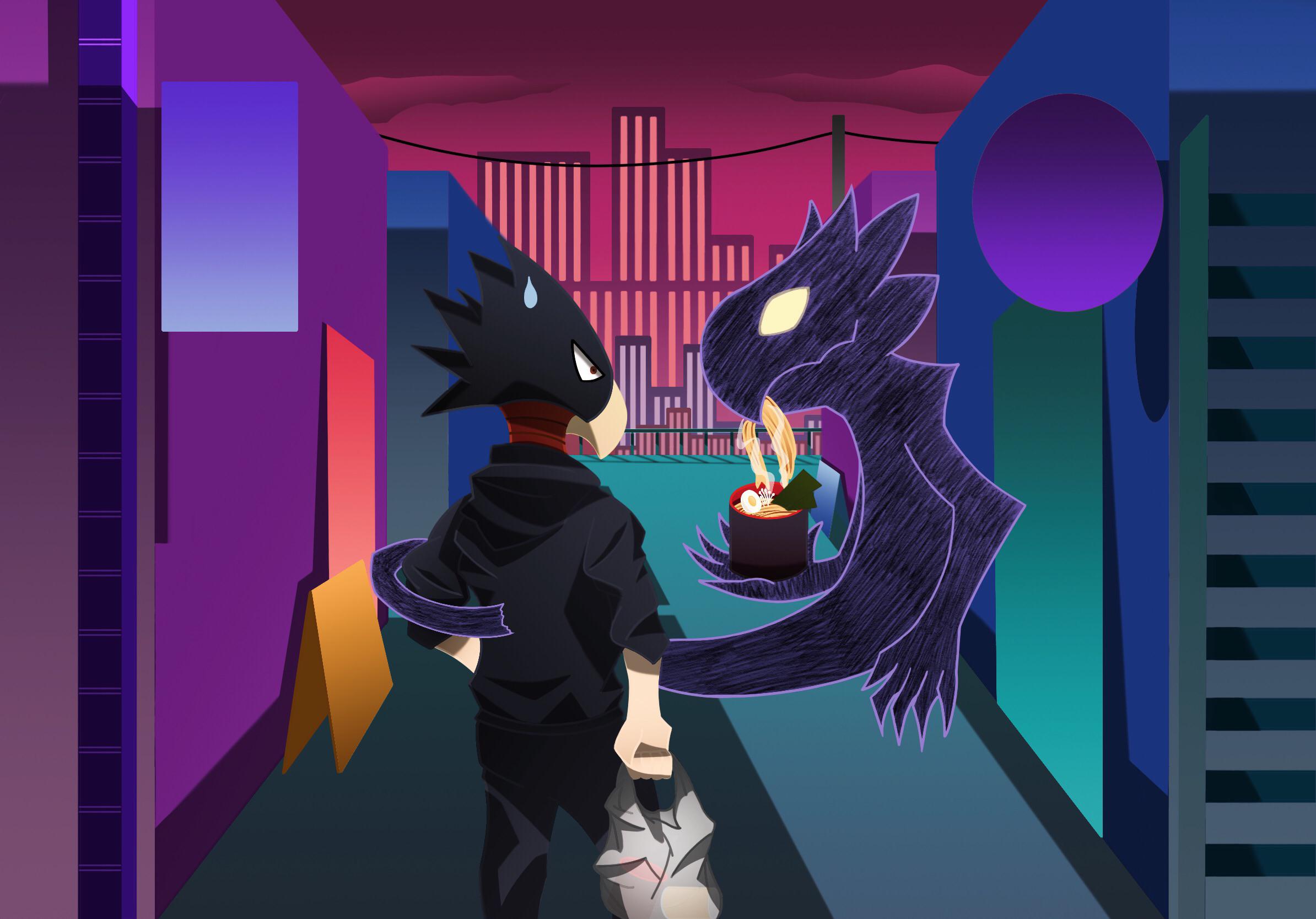 Tokoyami And Dark Shadow Fan Art Scrolller 6771