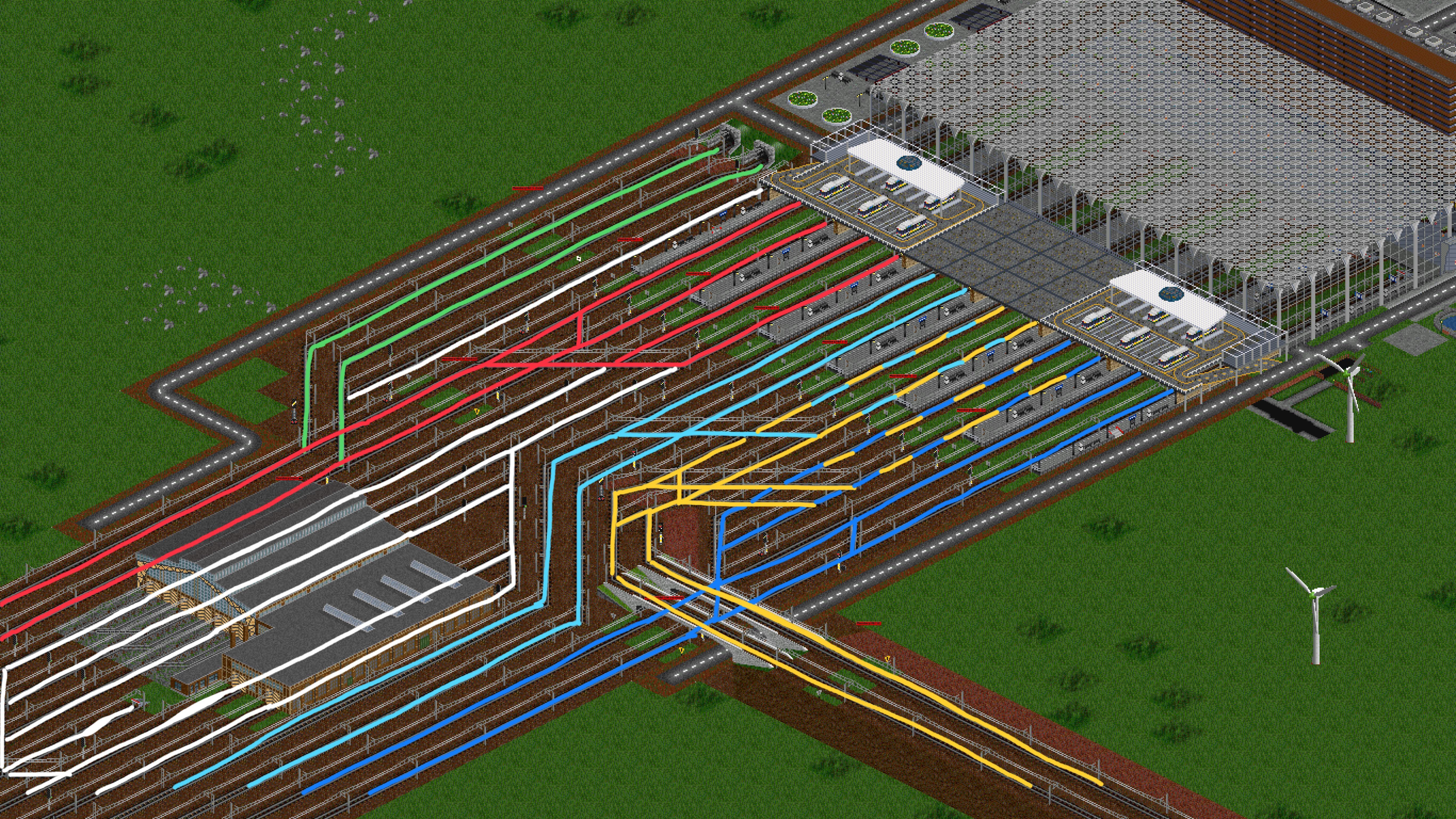 Track layout of a 14 platform station (12 terminating and 2 through S ...