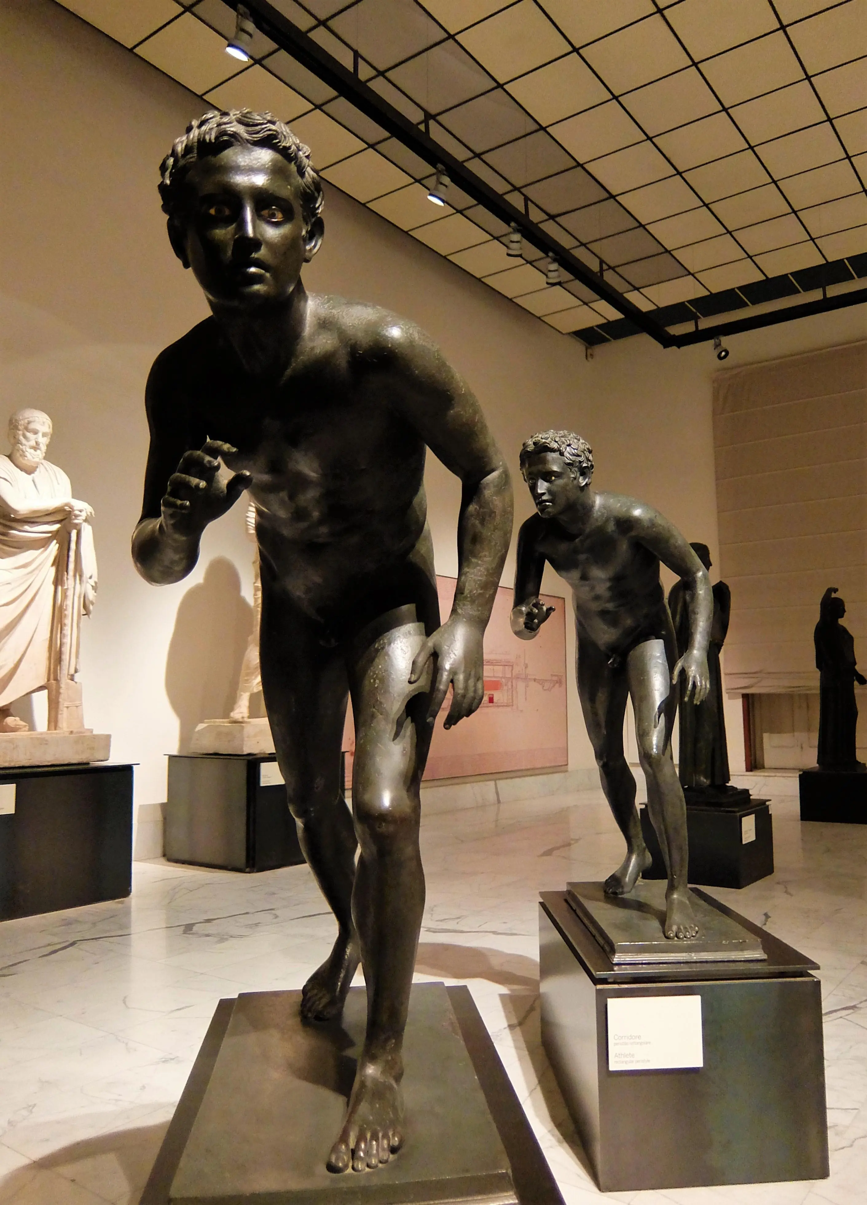Two Runners, bronze statues from Villa of the Papyr in Herculaneum, 1st ...