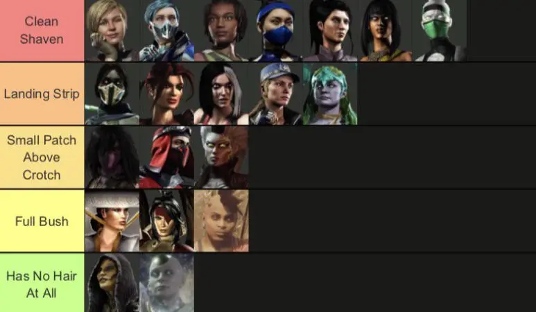 Updated Tier list of what the women of MK look like ‘down there’, including other MK Kharacters. What do you think?