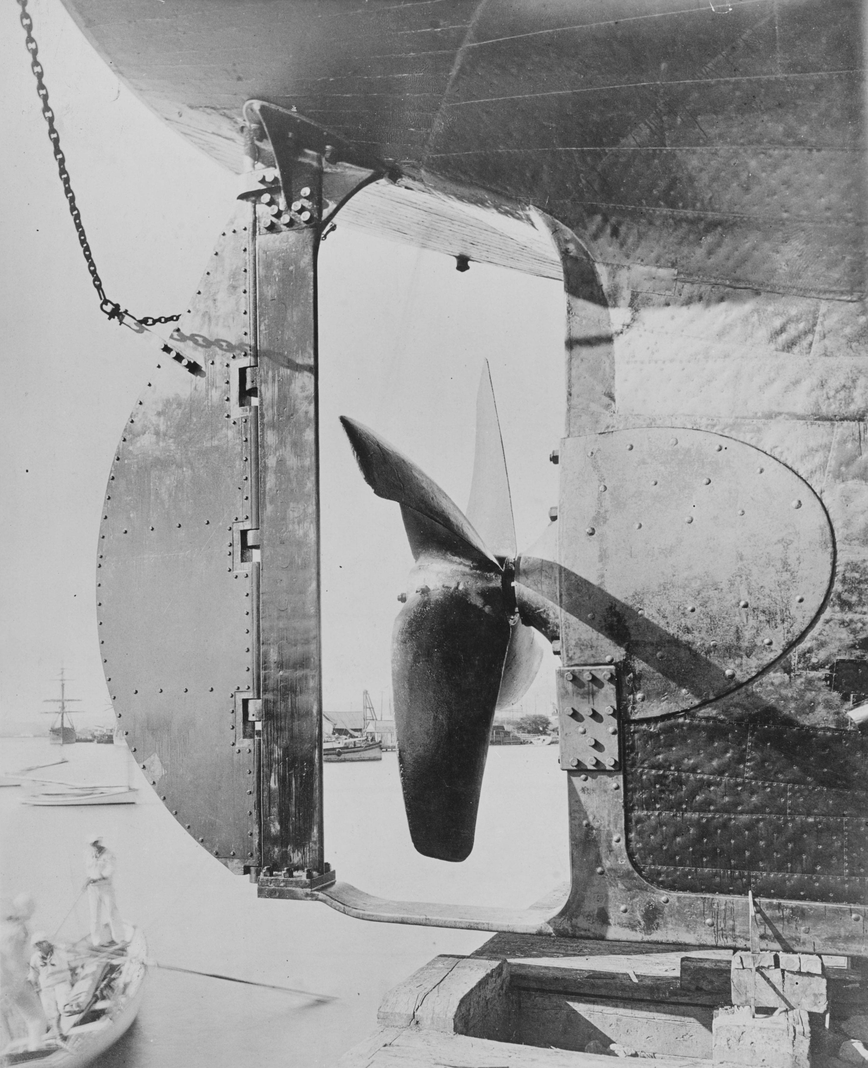 USS Nipsic's new iron rudder, rudderpost, propeller and rebuilt keel ...