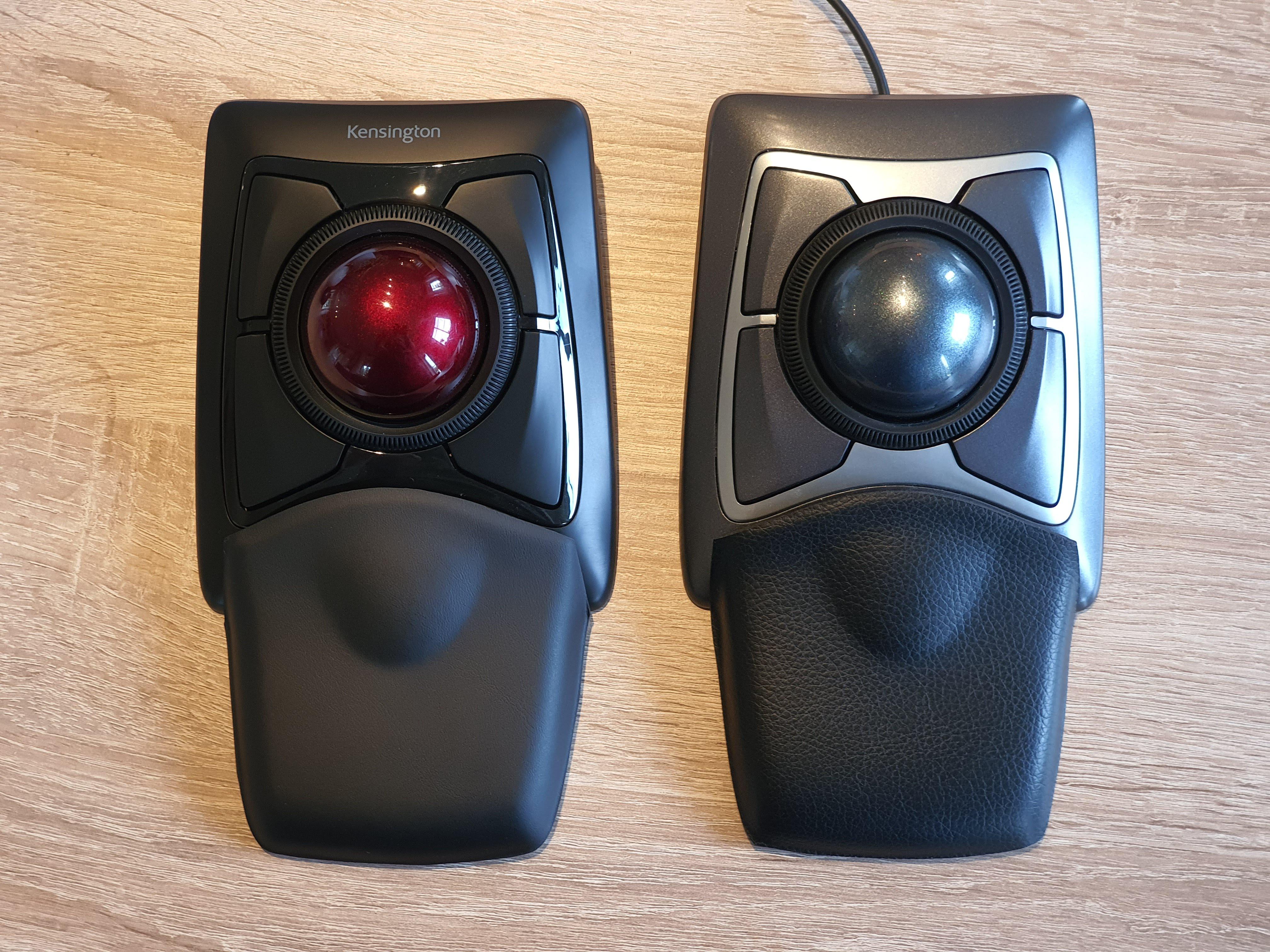Visual difference between Kensington Expert mouse. Wireless and wired Scrolller