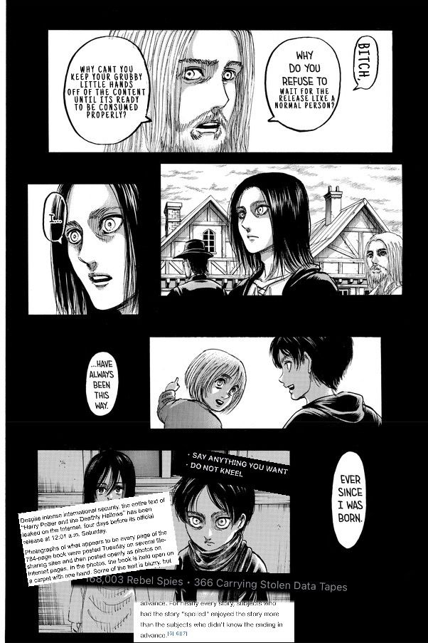 was explaining to someone why I always read leaks and spoilers and