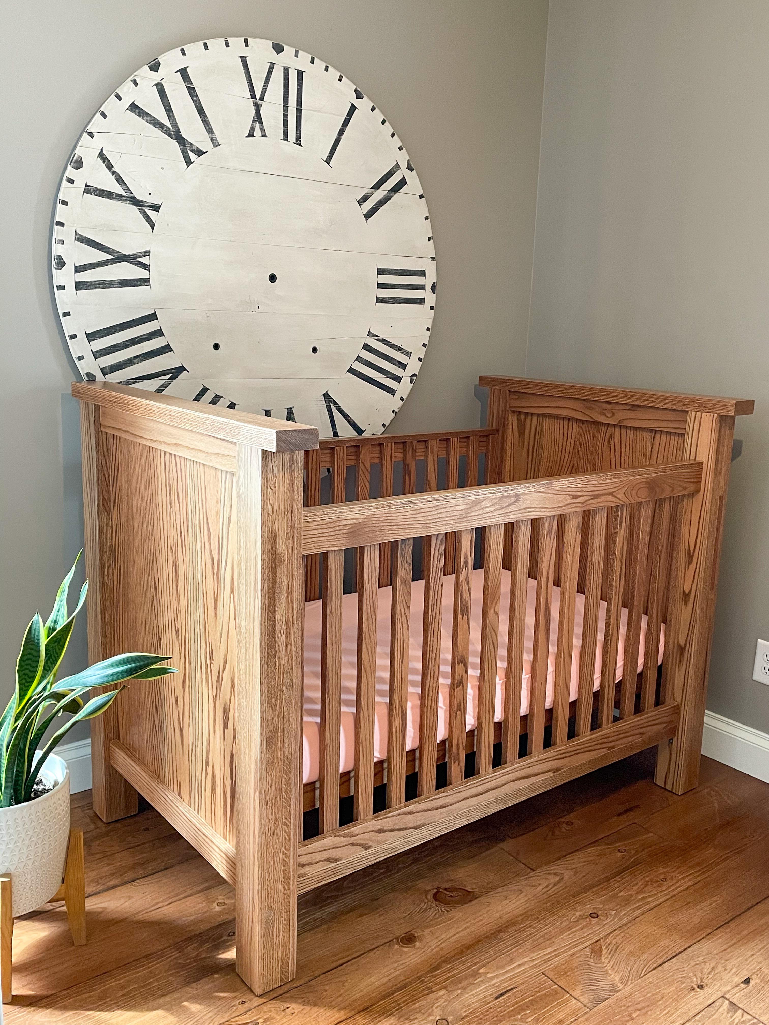 Was finally able to finish building this custom crib for our baby girl ...