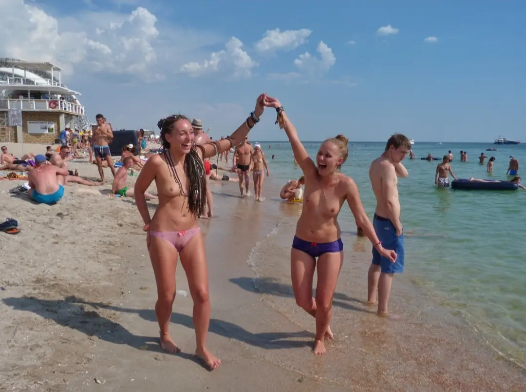 Wearing panties at the beach