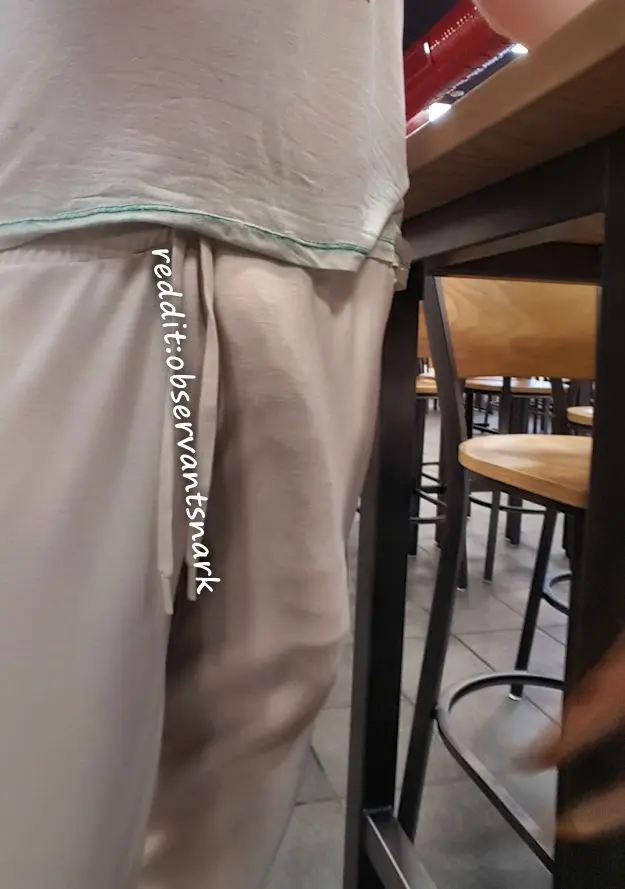 Waiting on my order @ 5guys, twink @ table next to me noticed the bulge and reached for it as I was taking this pic. He &amp; his bud dared me to take it out. I did. lol