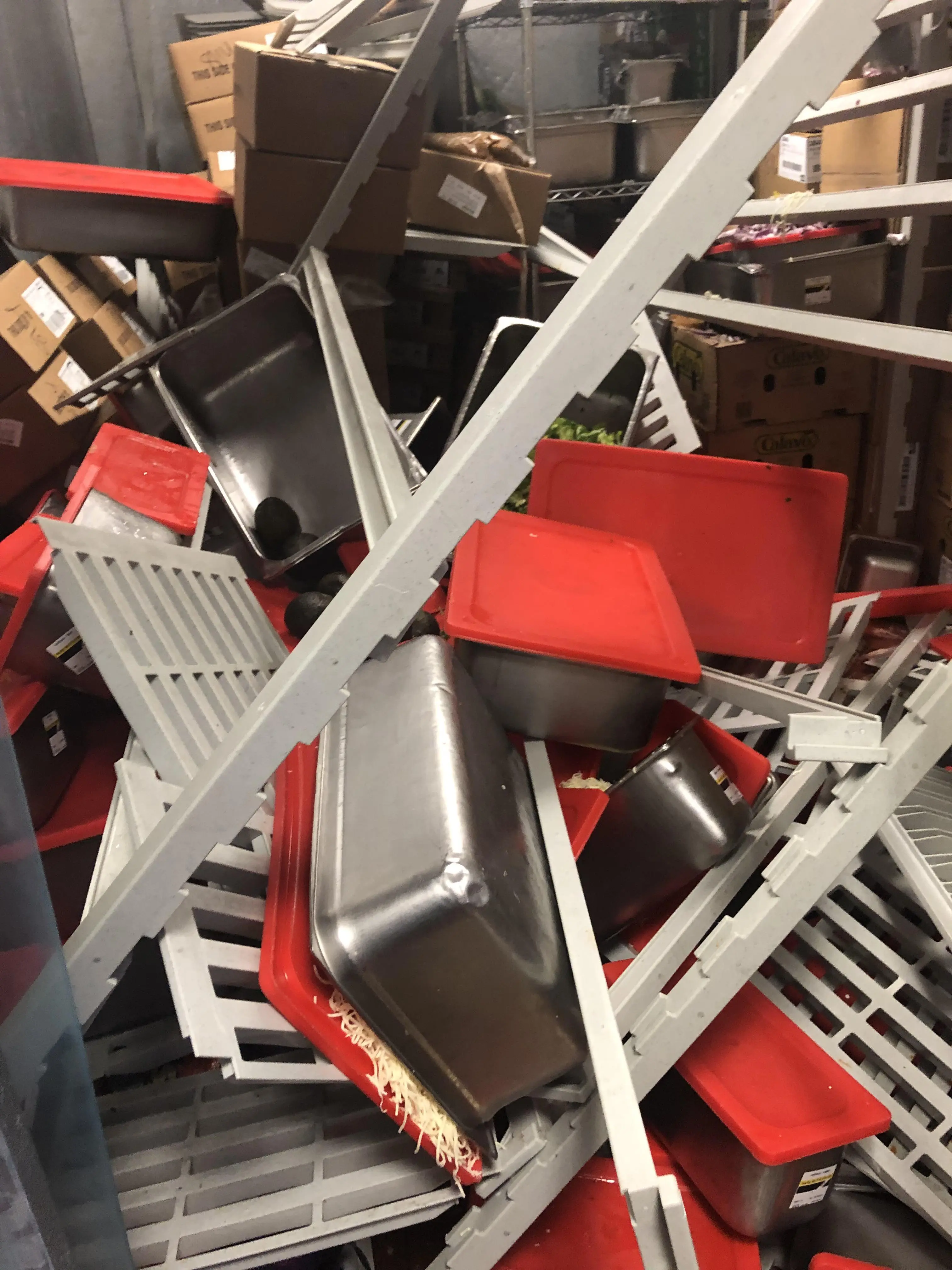 When your walk-in shelves completely collapse at 1:30pm on a friday 😵 ...
