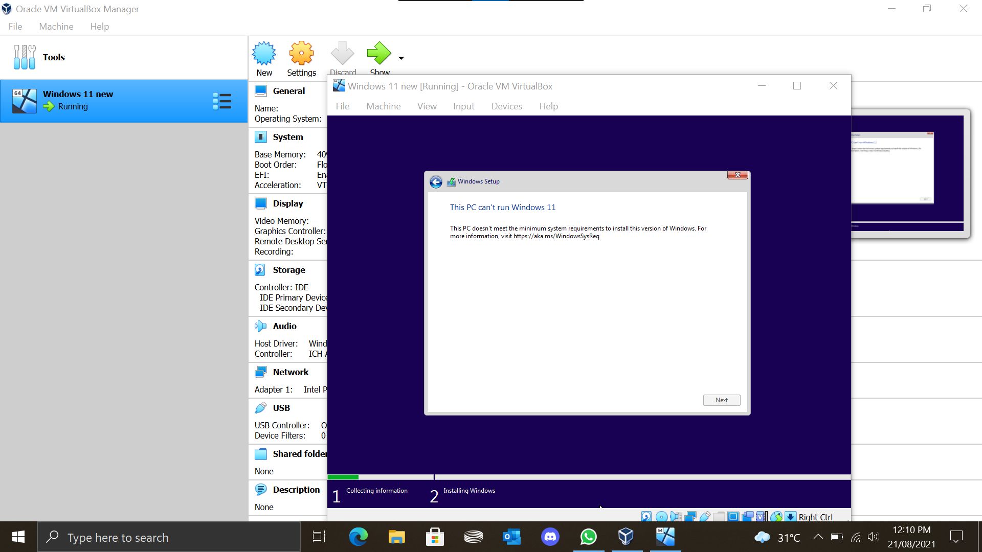 Why won t windows 11 install on virtualbox aren t vms exempt from the