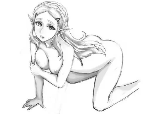 Princess Zelda hentai fan art featuring a busty blonde woman in various erotic poses and outfits