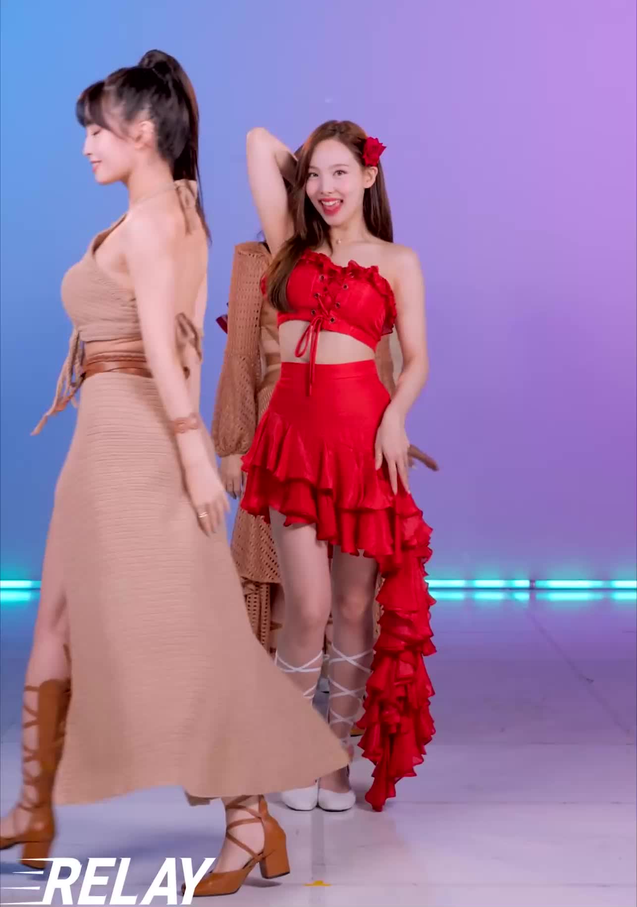 Nayeon - red dress, top, alcohol free relay dance | Scrolller