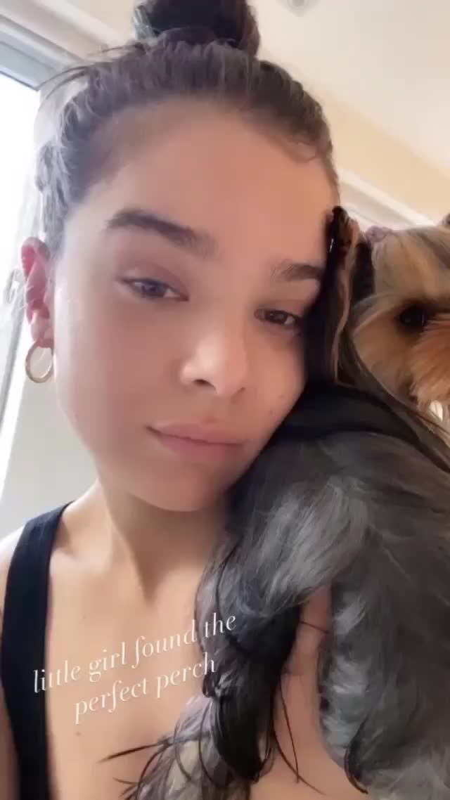 bare faced Hailee with her dog Scrolller