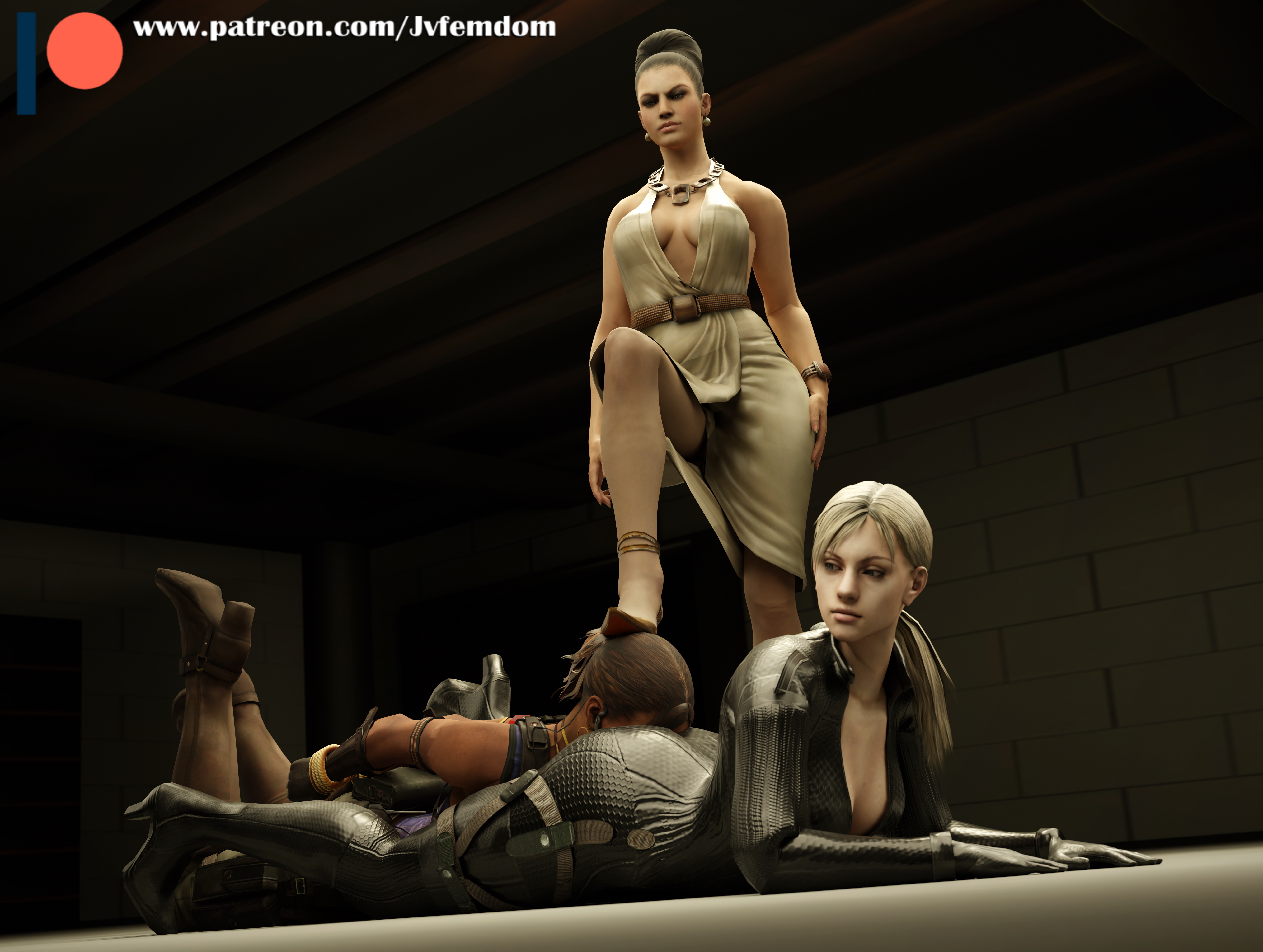 Excella using Jill's butt to smother Sheva (Jvfemdom) .