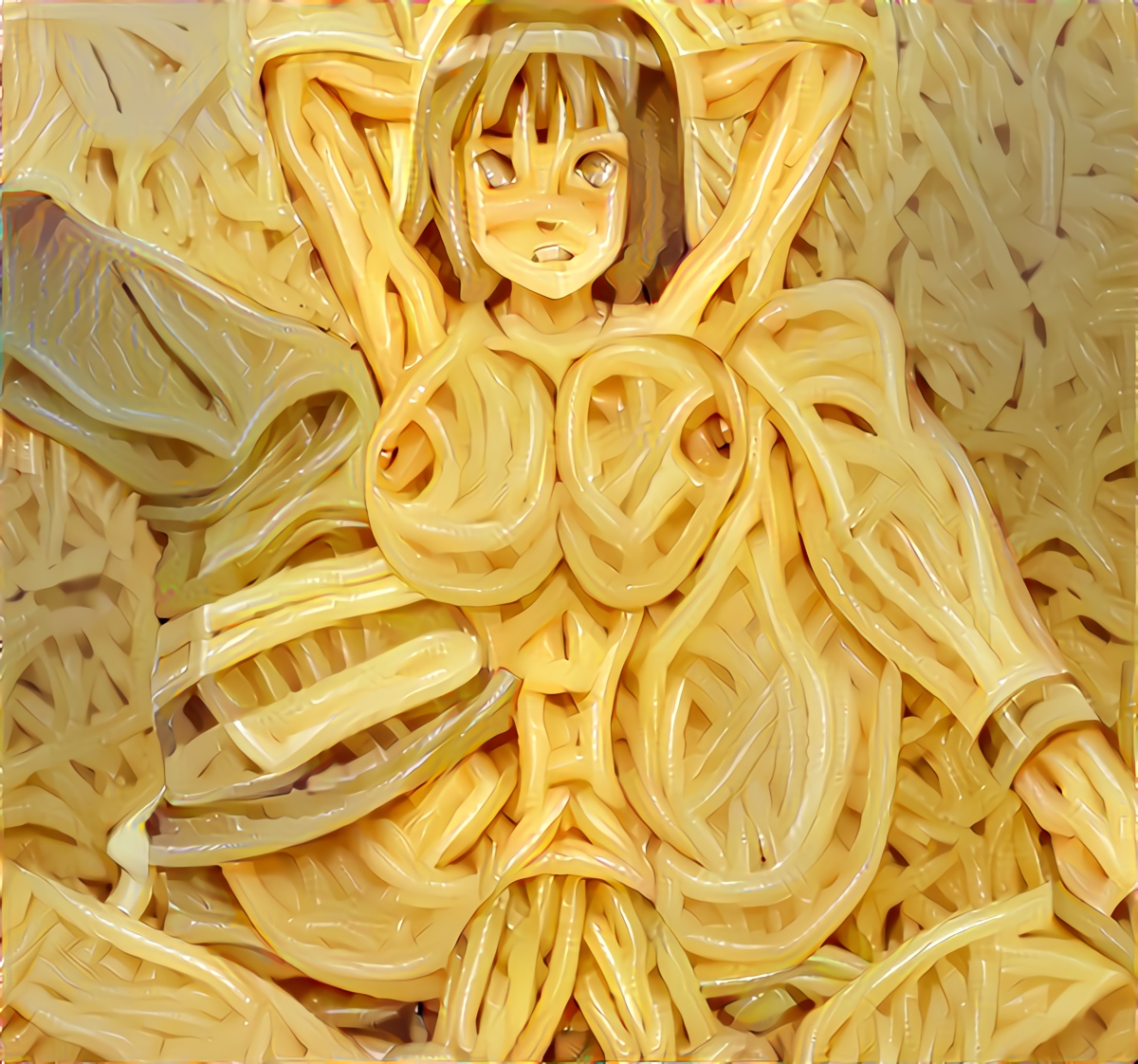 KREA - studio Ghibli spaghetti, art, hand drawn, anime, cream spaghetti  drawn by En93kitchen, trending on artstation, Ghibli food