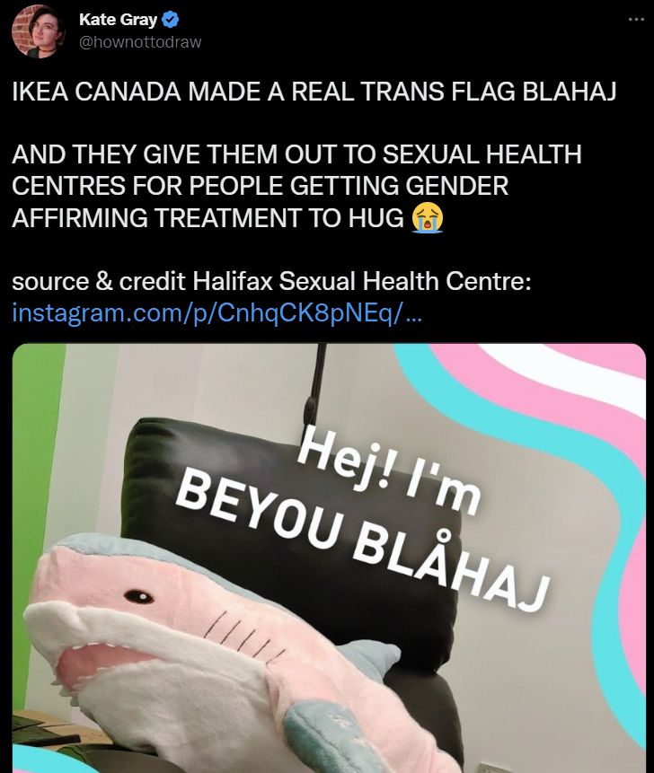 Ikea Canada gave us a trans Blahaj | Scrolller