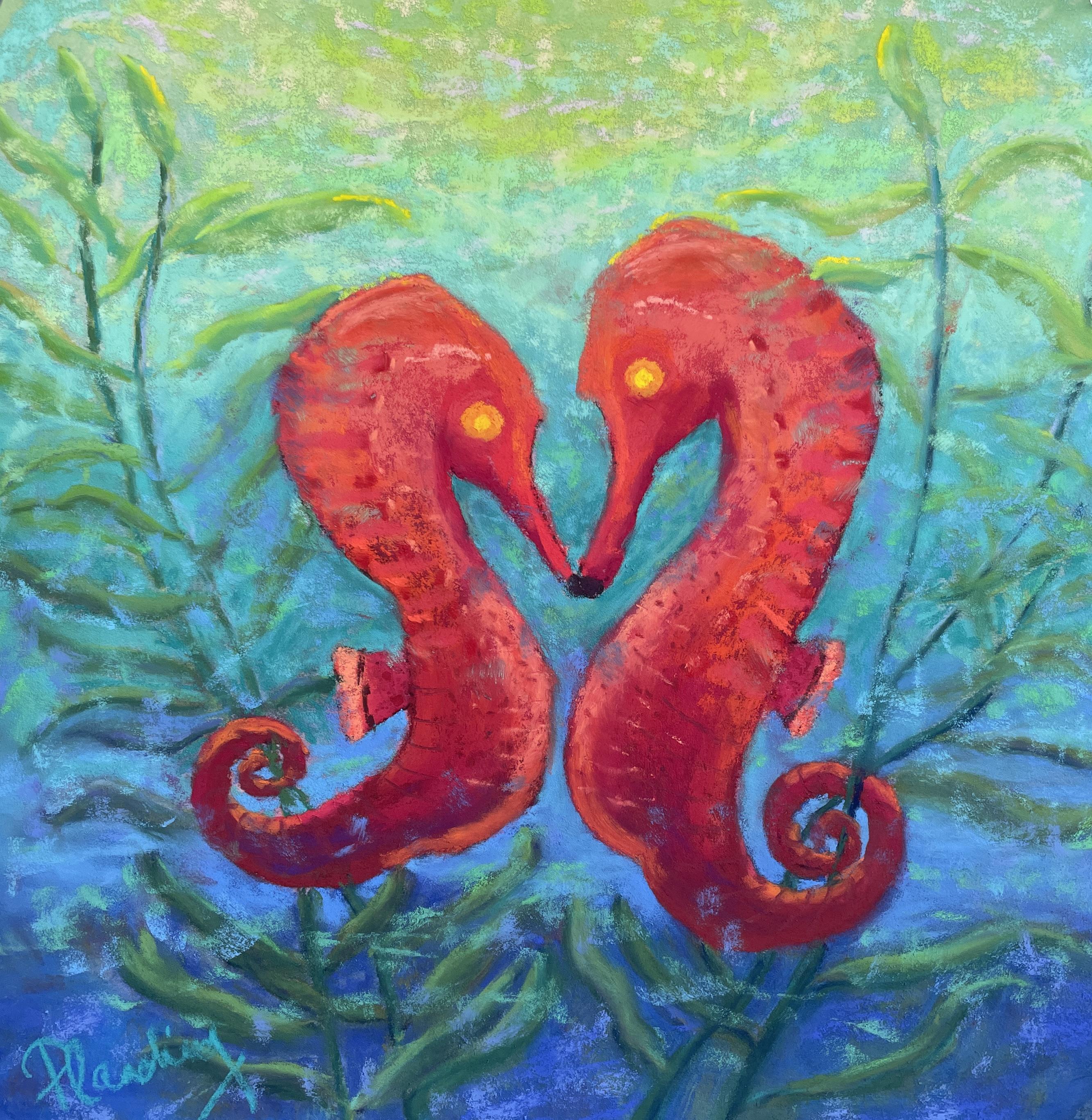 Let’s Dance, soft pastels on archival paper, 10” square, by me Scrolller