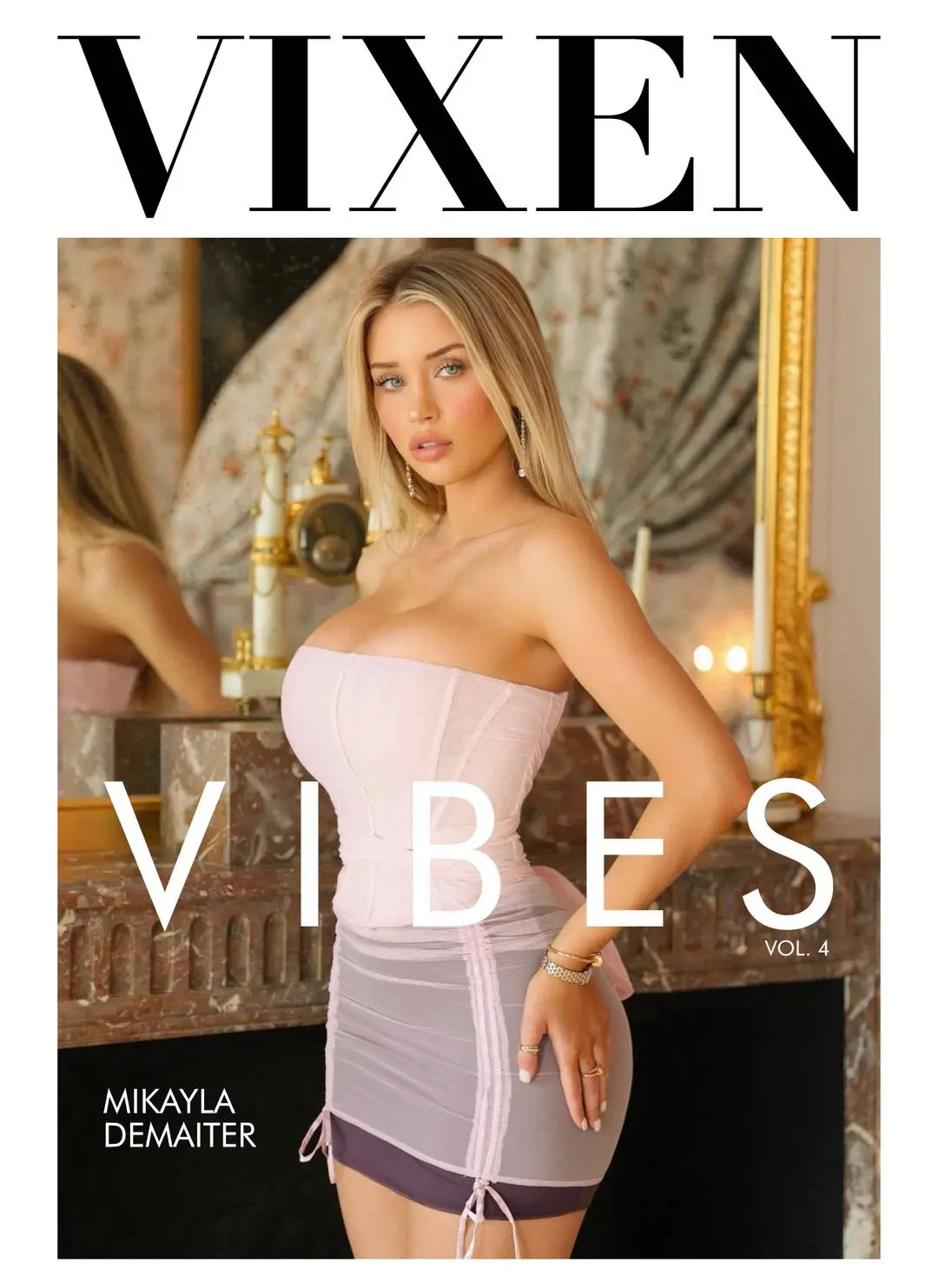 Mikayla Demaiter in a sheer pink strapless mini dress for Vixen Vibes