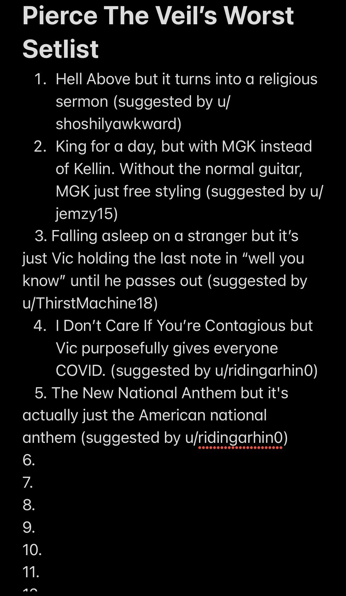 Pierce The Veil’s Worst Setlist Day 6 Scrolller