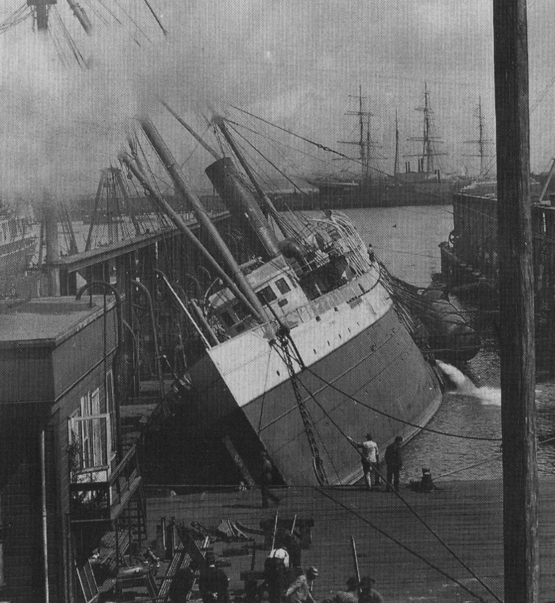 Righting the SS COLUMBIA after sustaining damage while in dock at Union ...