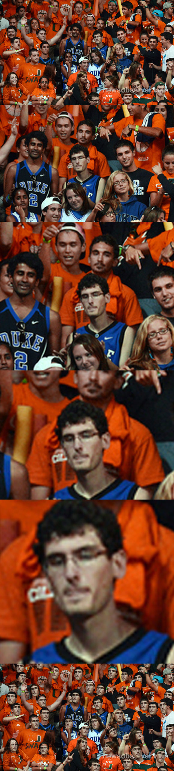 Sad Duke fans at the basketball game Scrolller